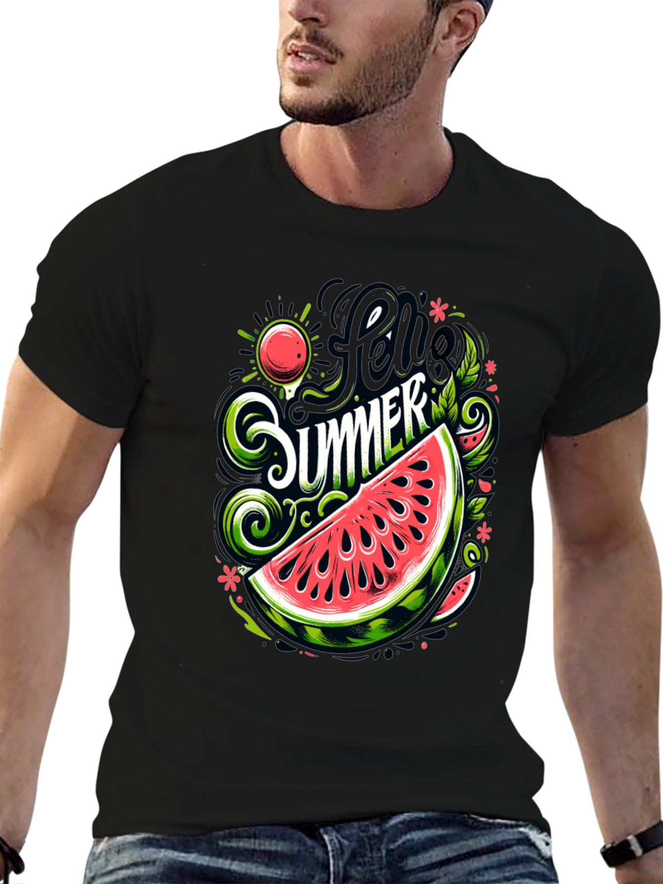 Hello Summer Watermelon Graphic T-Shirt