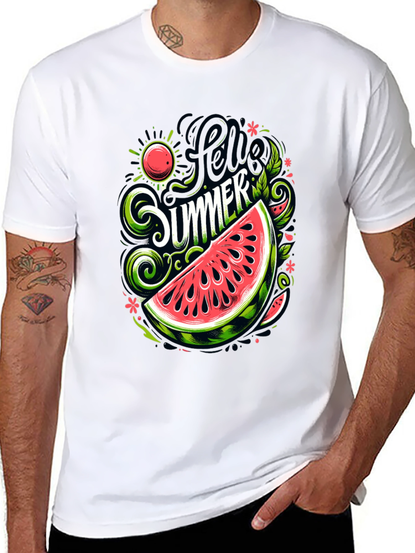 Hello Summer Watermelon Graphic T-Shirt