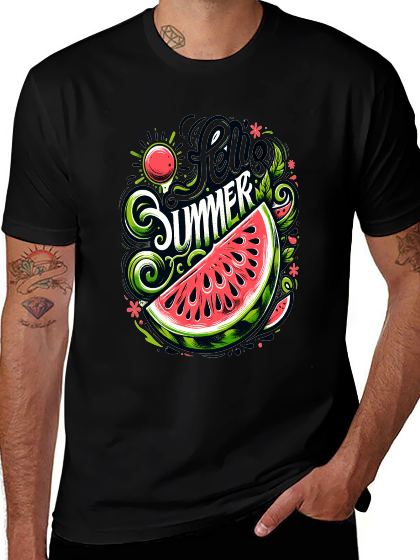 Hello Summer Watermelon Graphic T-Shirt