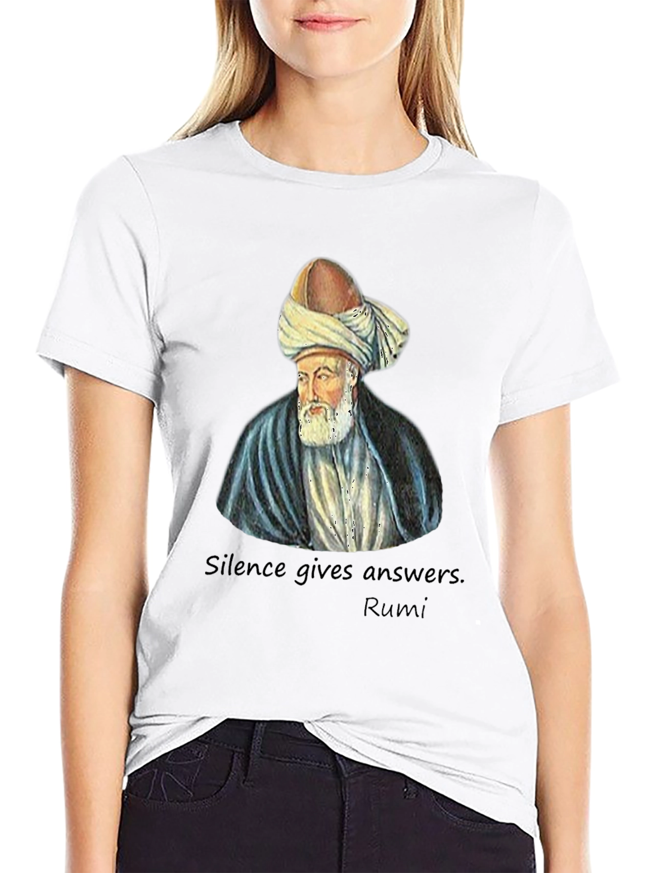 Rumi Quote T-Shirt - Silence Gives Answers