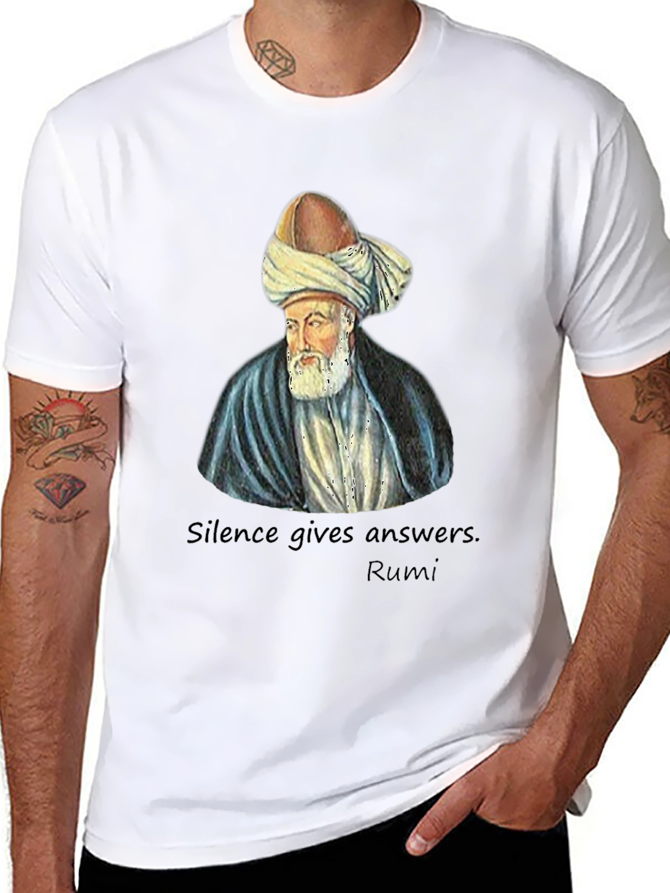 Rumi Quote T-Shirt - Silence Gives Answers