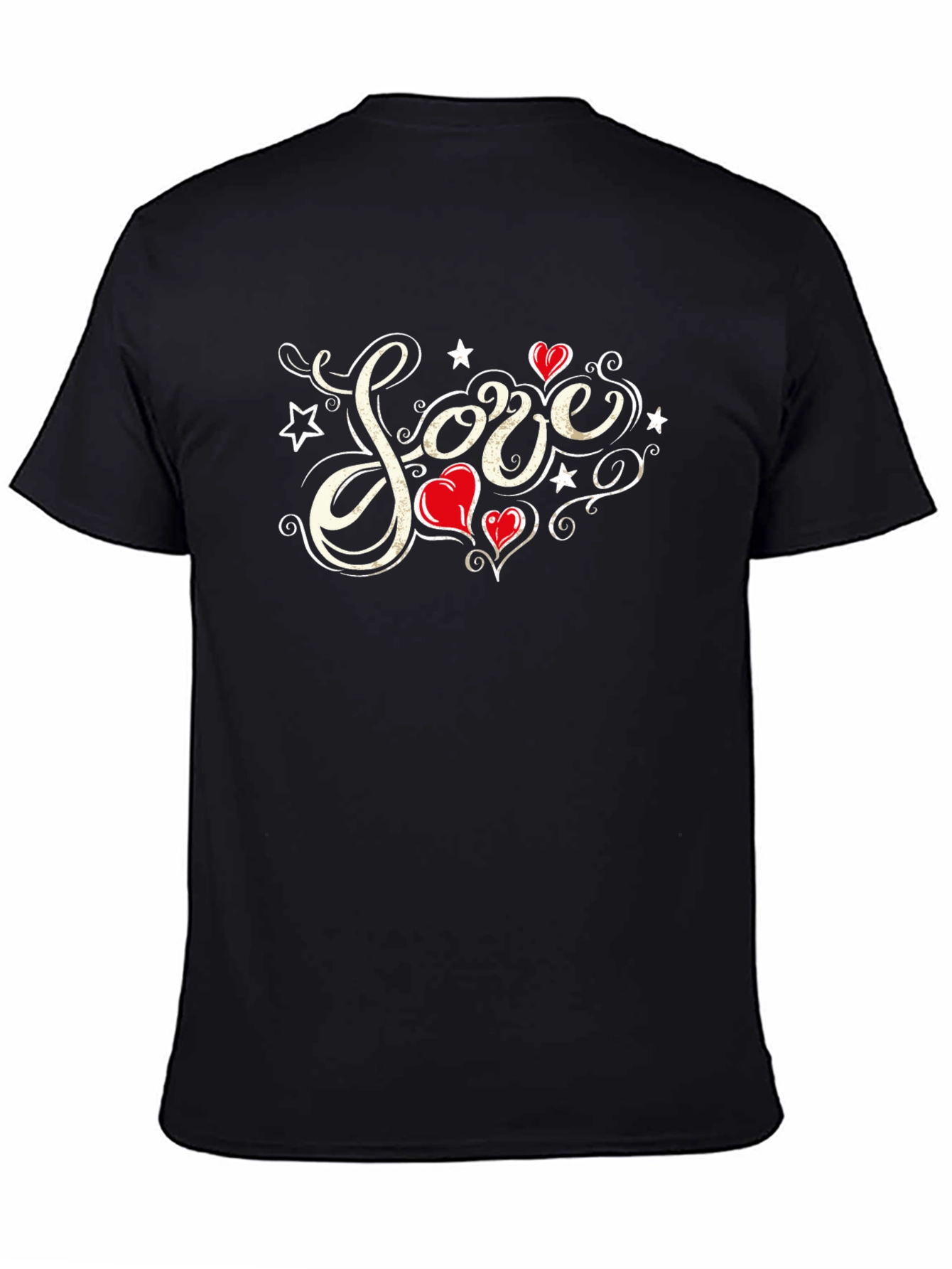 Love Heart Star Graphic T-Shirt - Black