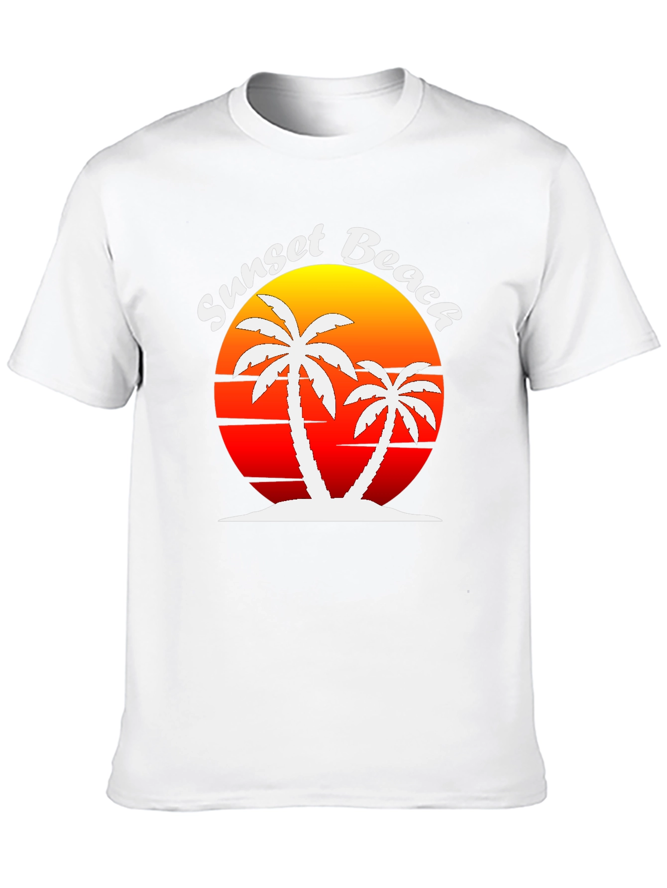 Sunset Beach Palm Tree Graphic T-Shirt
