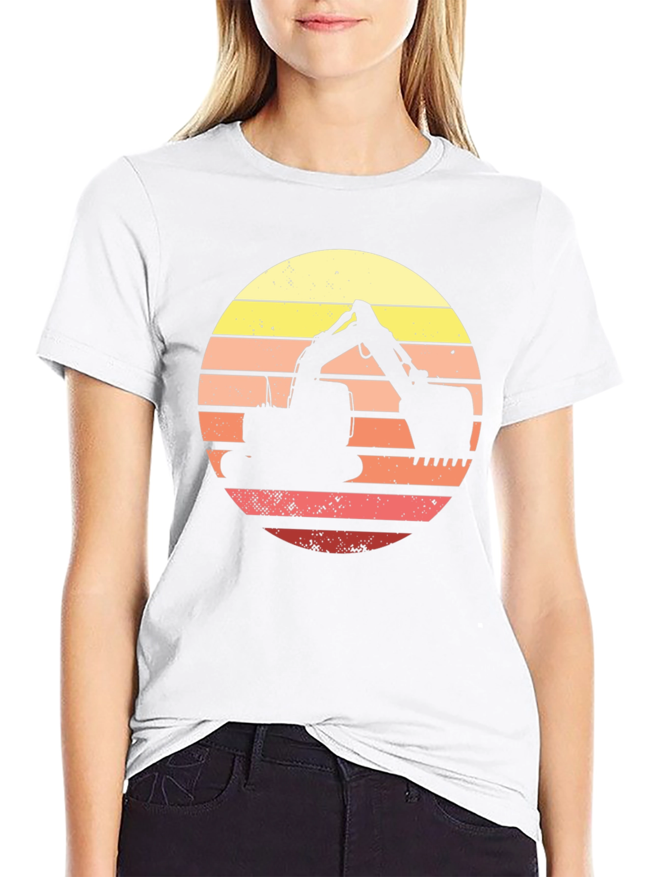Excavator Sunset T-Shirt - Construction Vehicle Tee