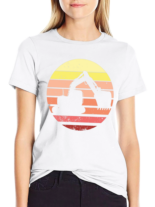 Excavator Sunset T-Shirt - Construction Vehicle Tee