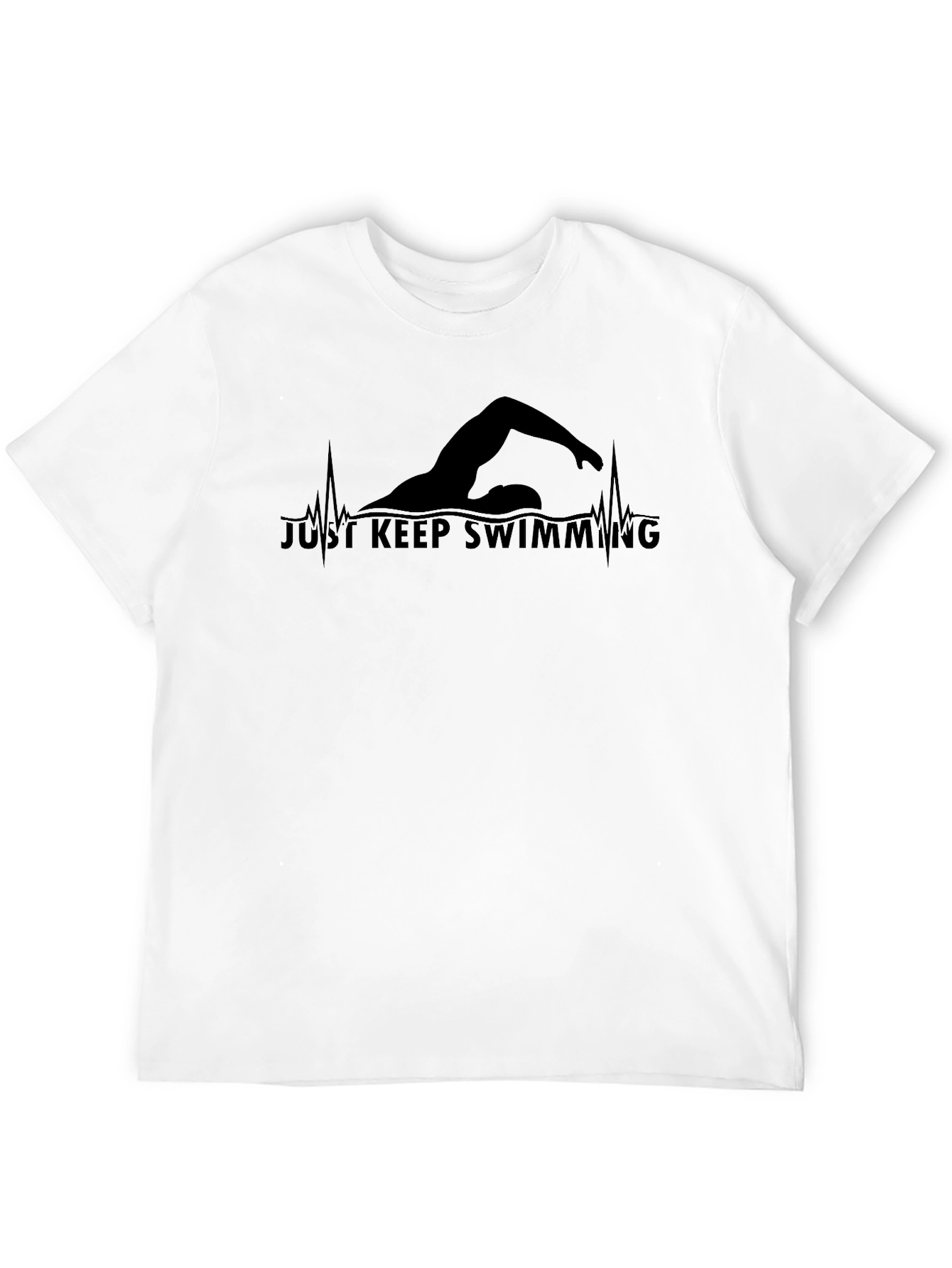 Just Keep Swimming Graphic Tee - Black Cotton Shirt