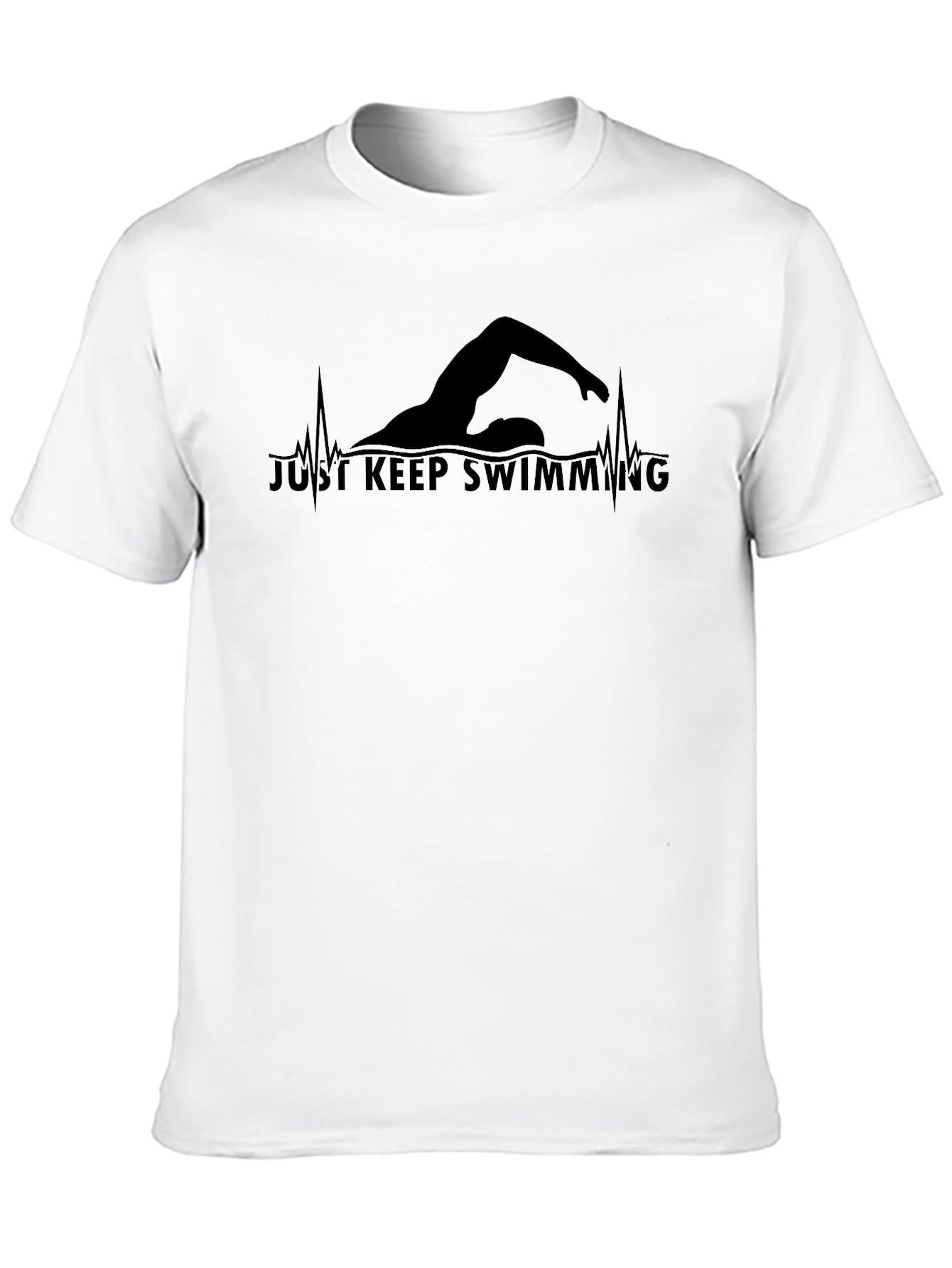 Just Keep Swimming Graphic Tee - Black Cotton Shirt