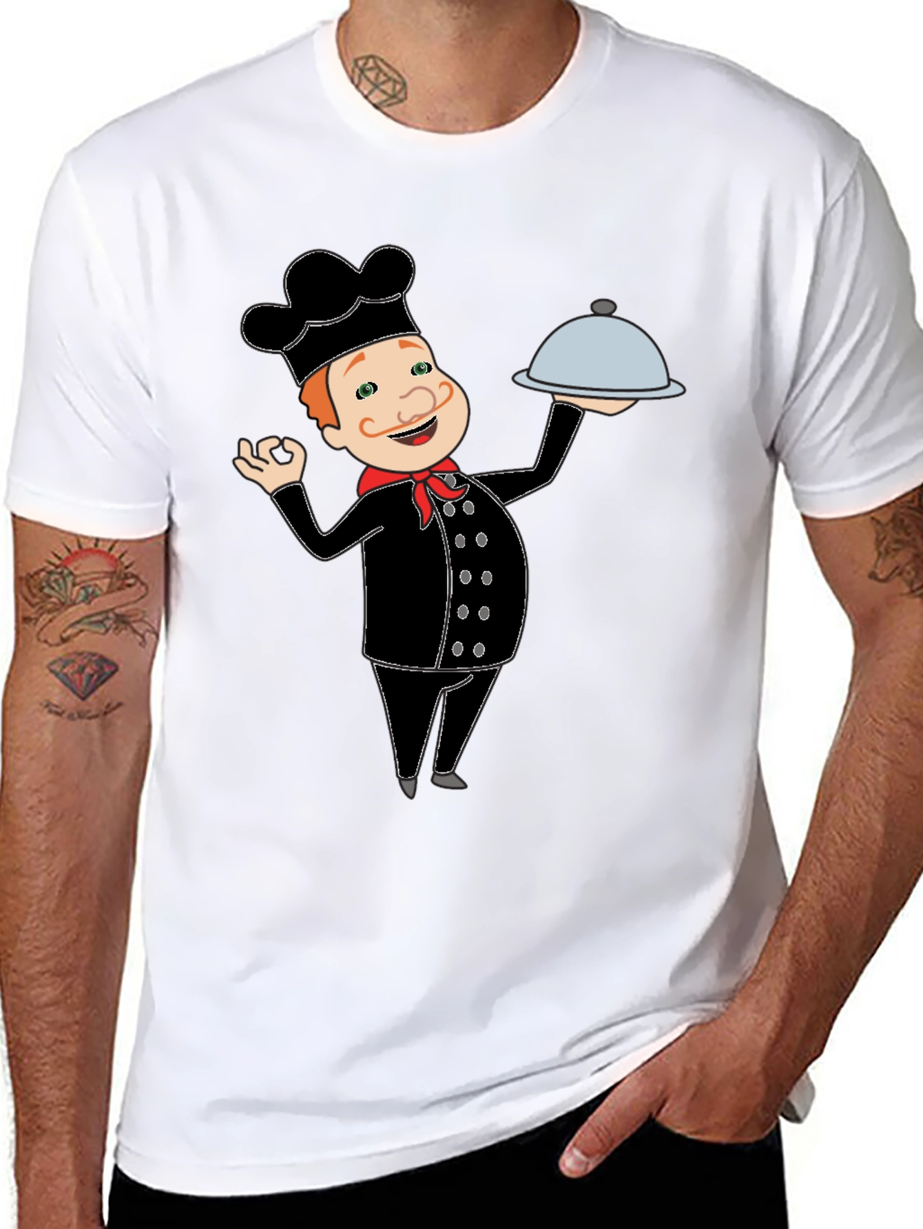 Chef Cartoon Black T-Shirt