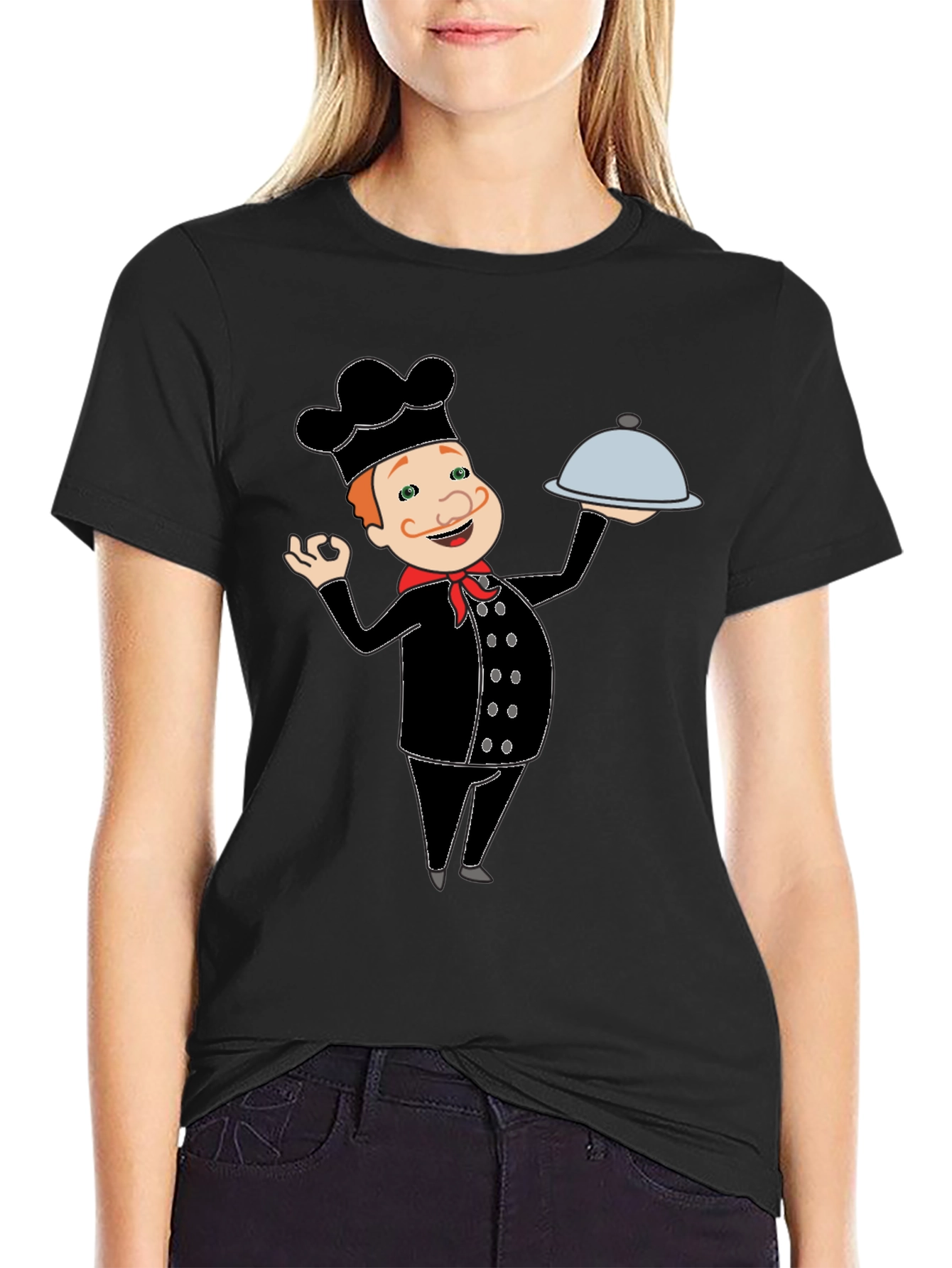 Chef Cartoon Black T-Shirt