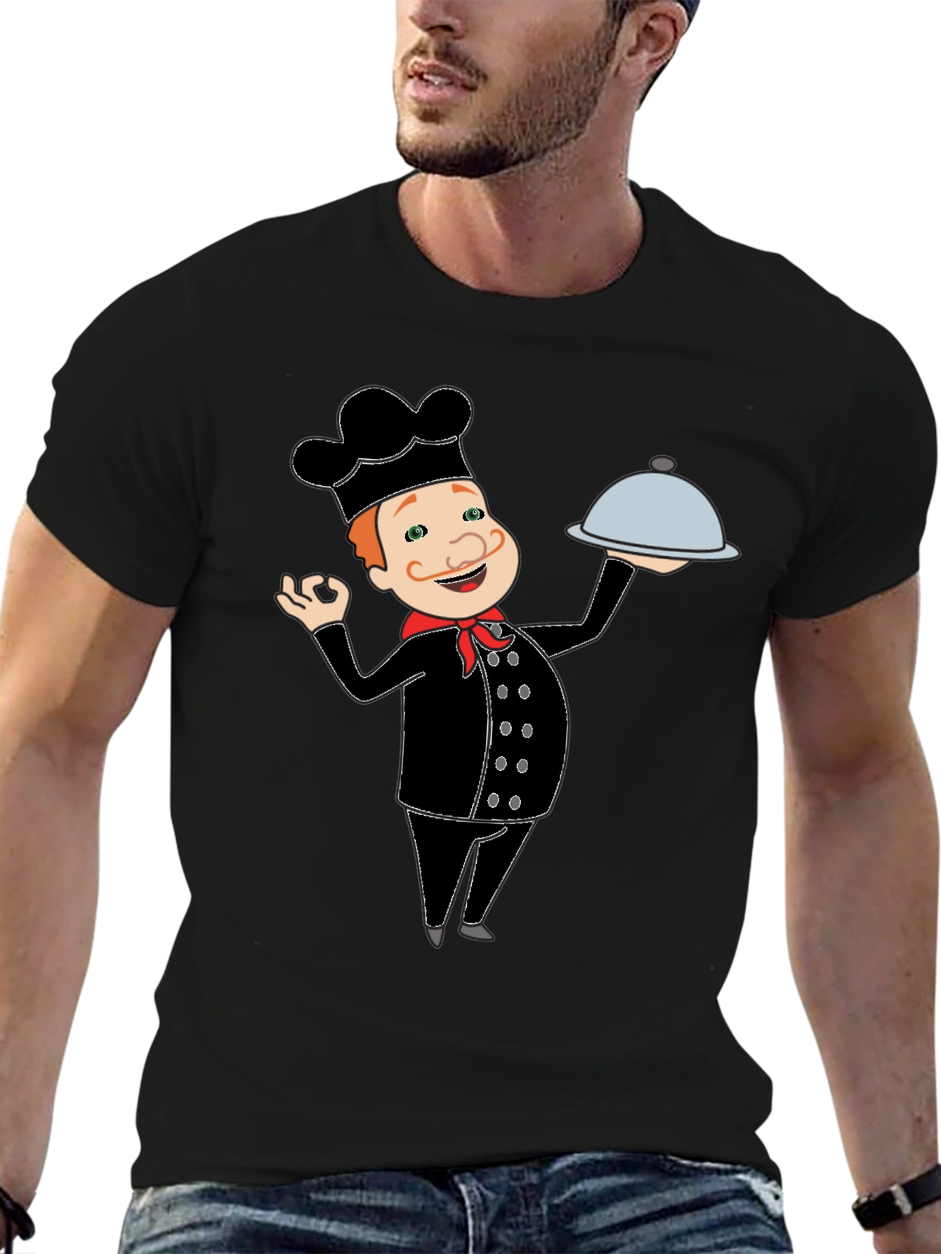 Chef Cartoon Black T-Shirt