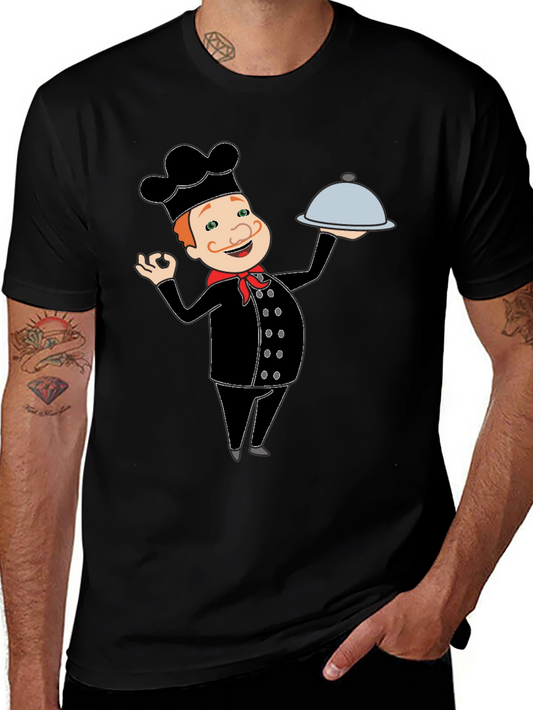 Chef Cartoon Black T-Shirt