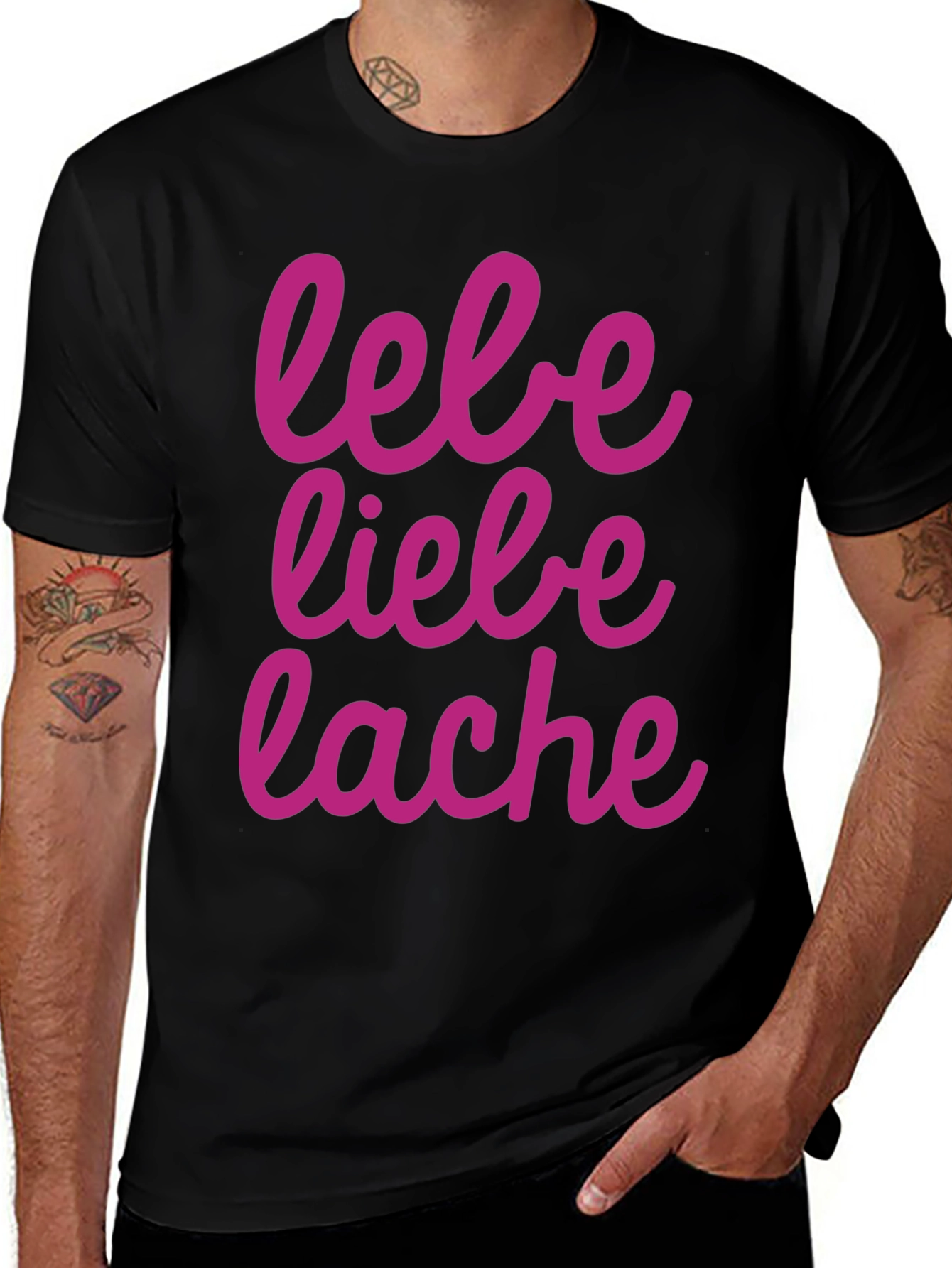 Lebe Liebe Lache Graphic Tee - Black