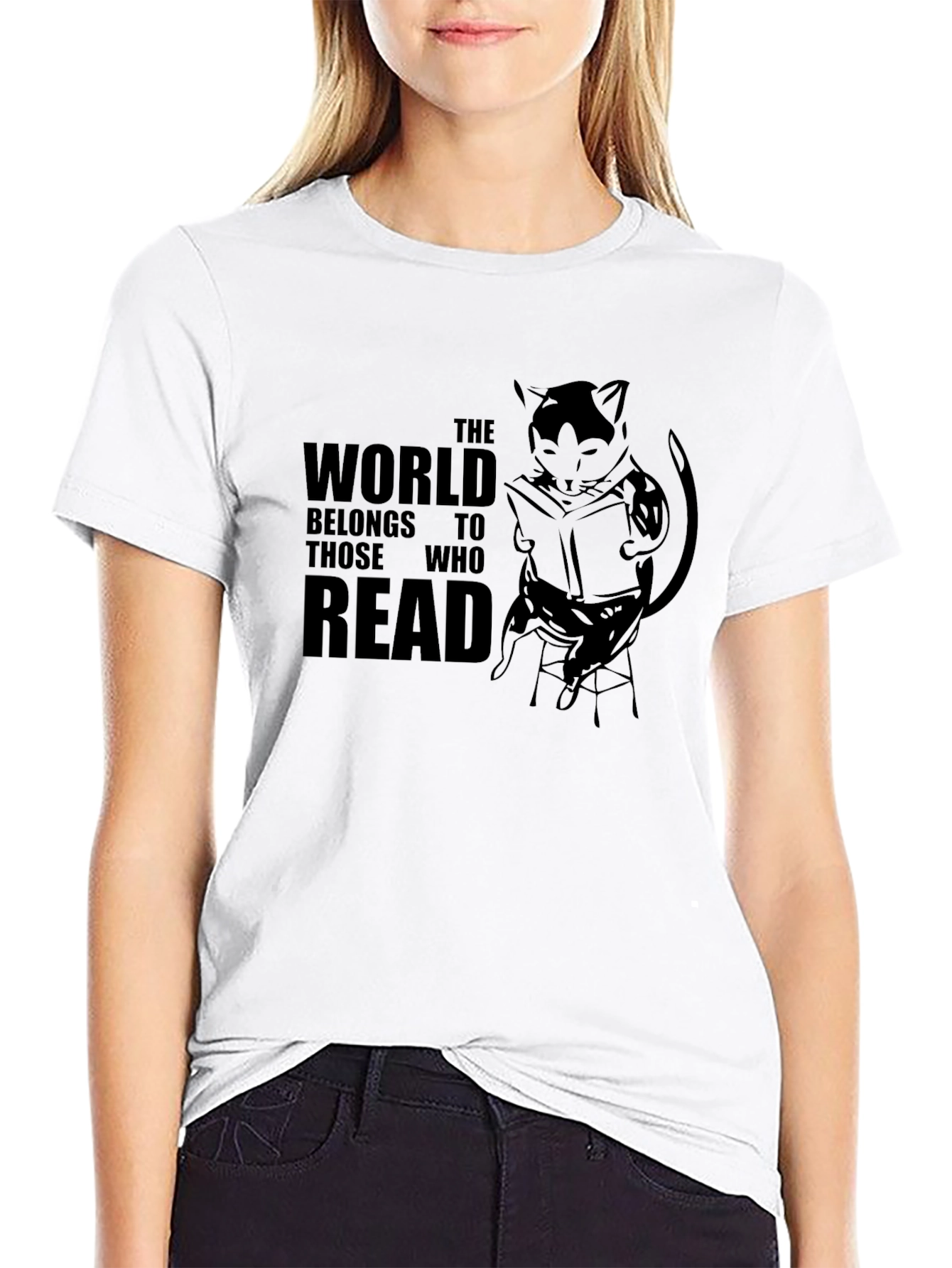 Reading Cat Graphic T-Shirt - Unisex Tee