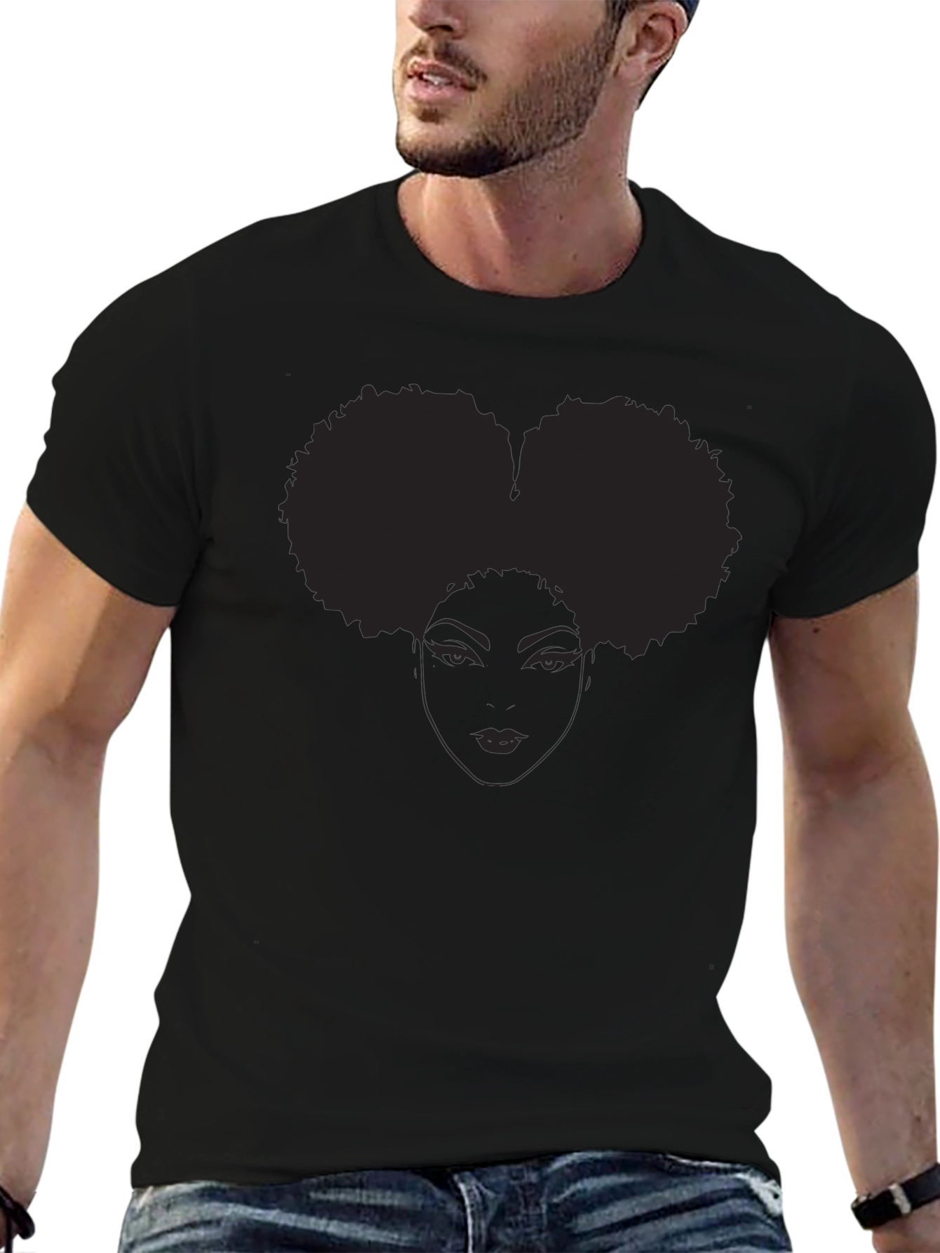 Afro Puff Graphic Tee - Stylish Black T-Shirt