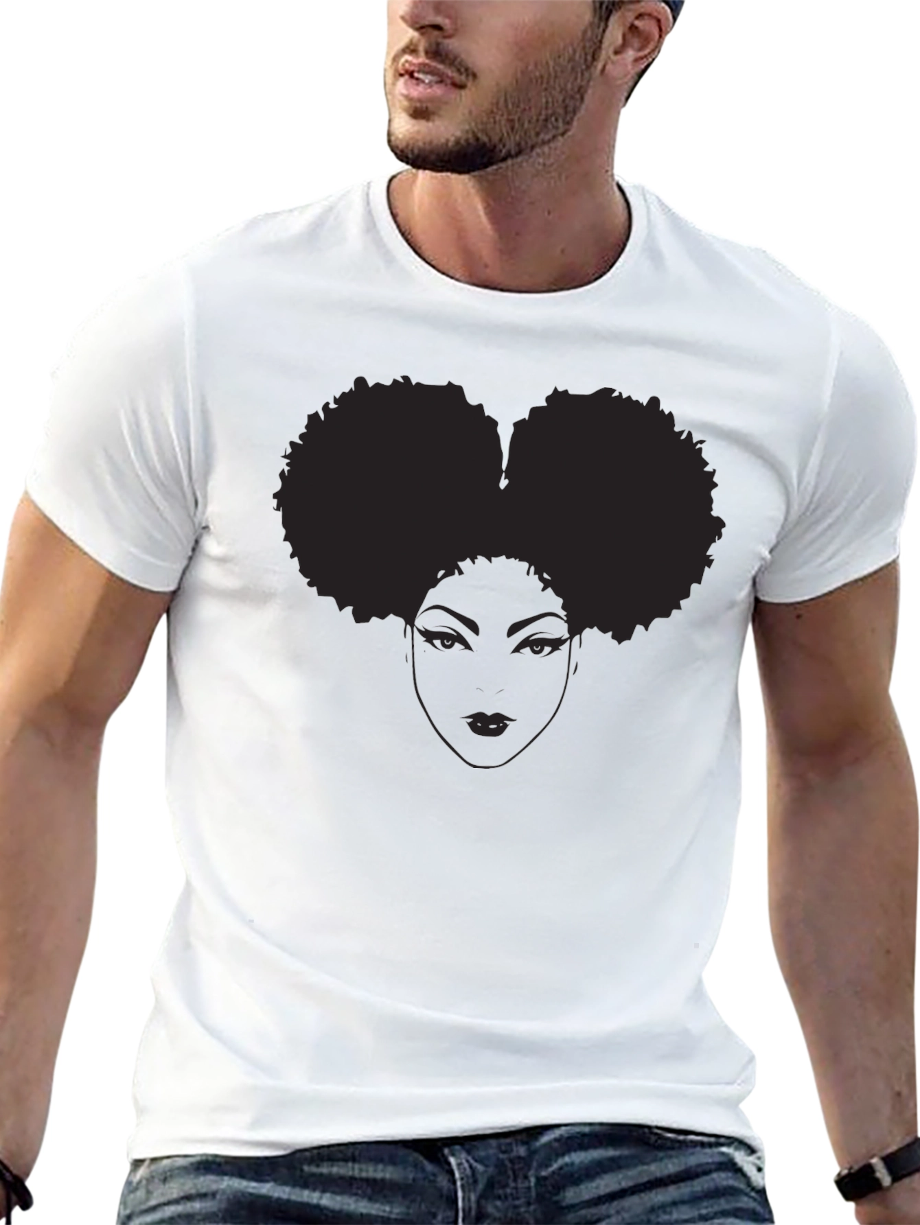 Afro Puff Graphic Tee - Stylish Black T-Shirt