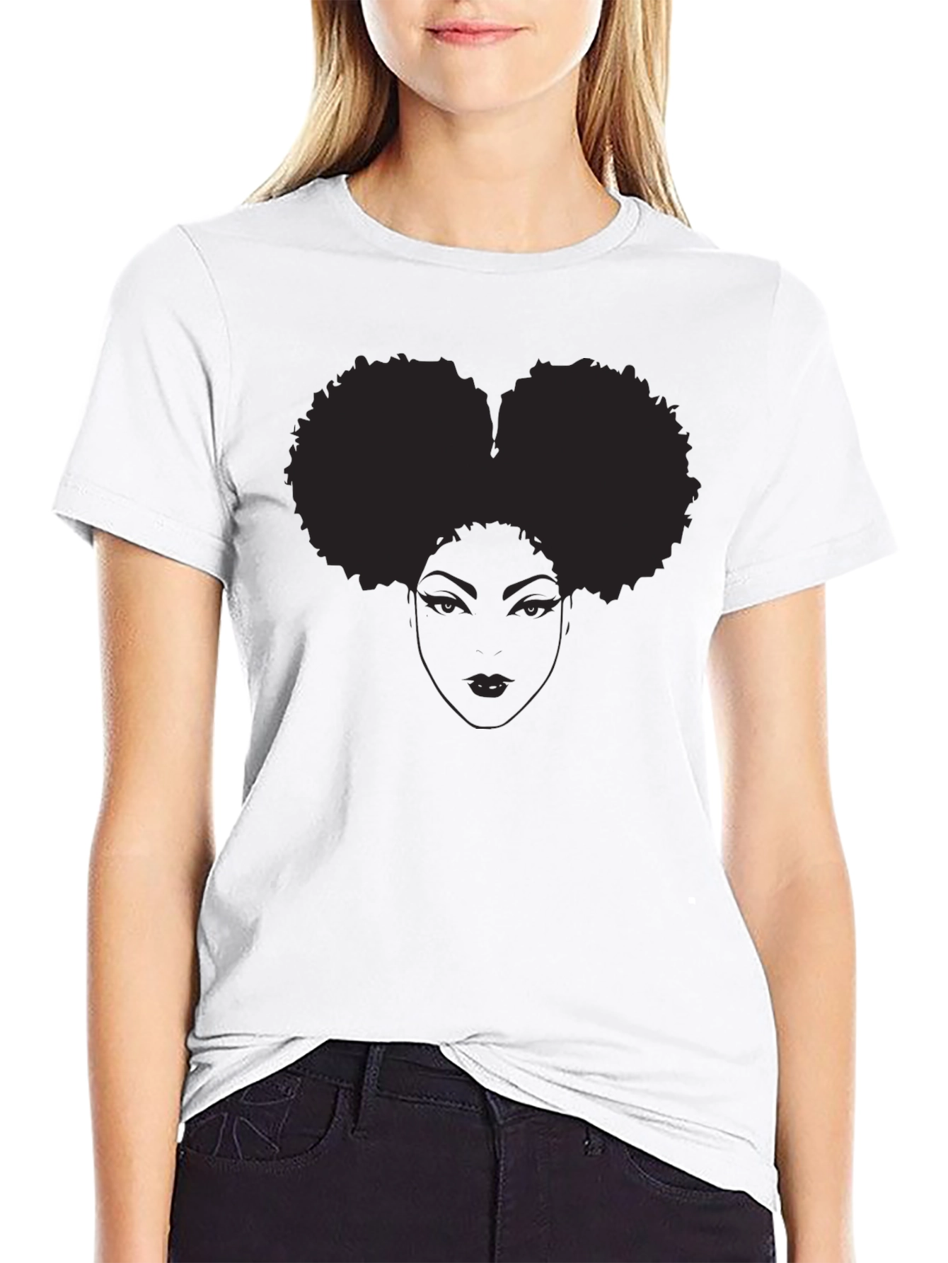 Afro Puff Graphic Tee - Stylish Black T-Shirt