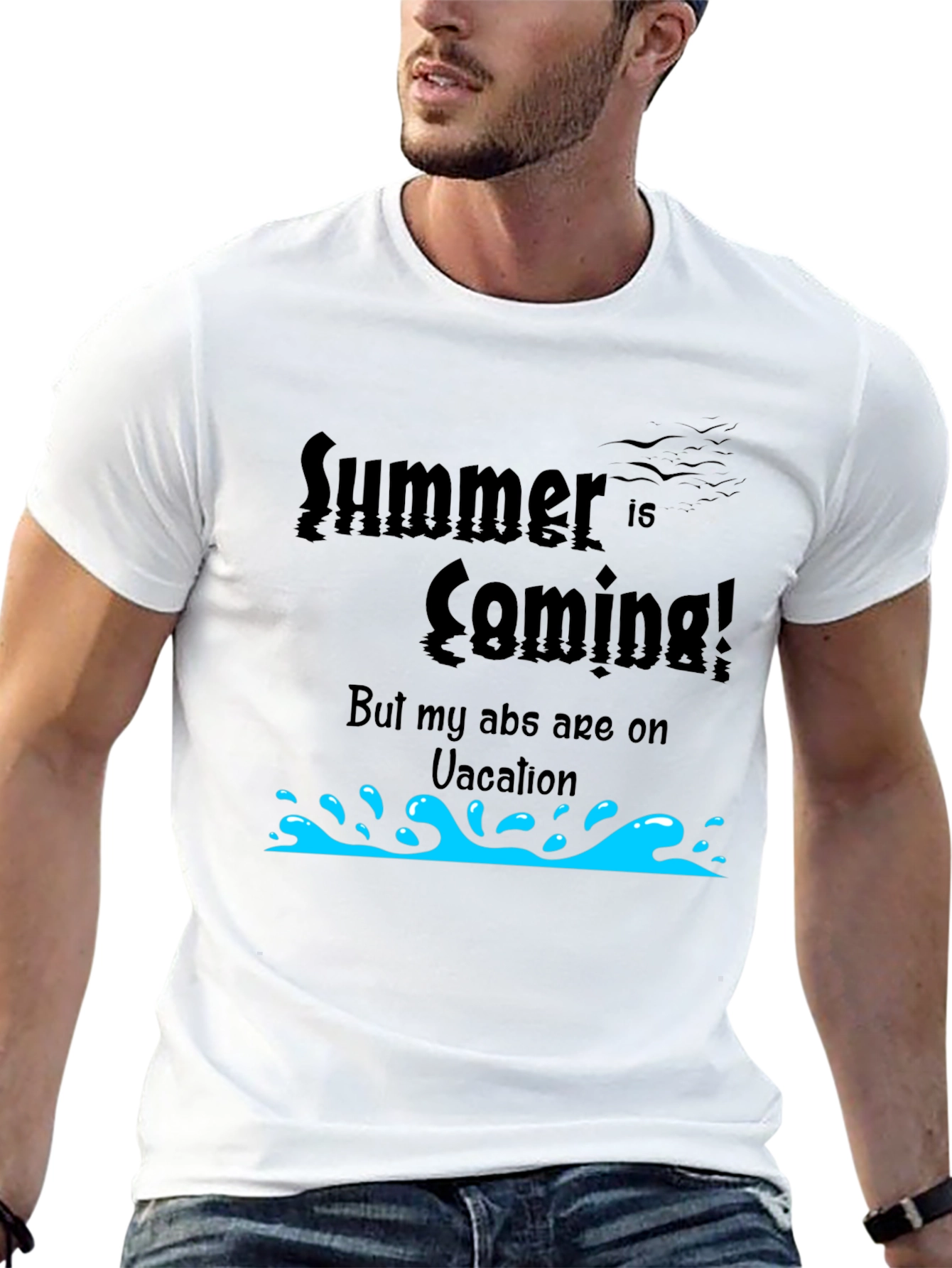 Summer Abs Vacation Tee - Funny Mens T-Shirt