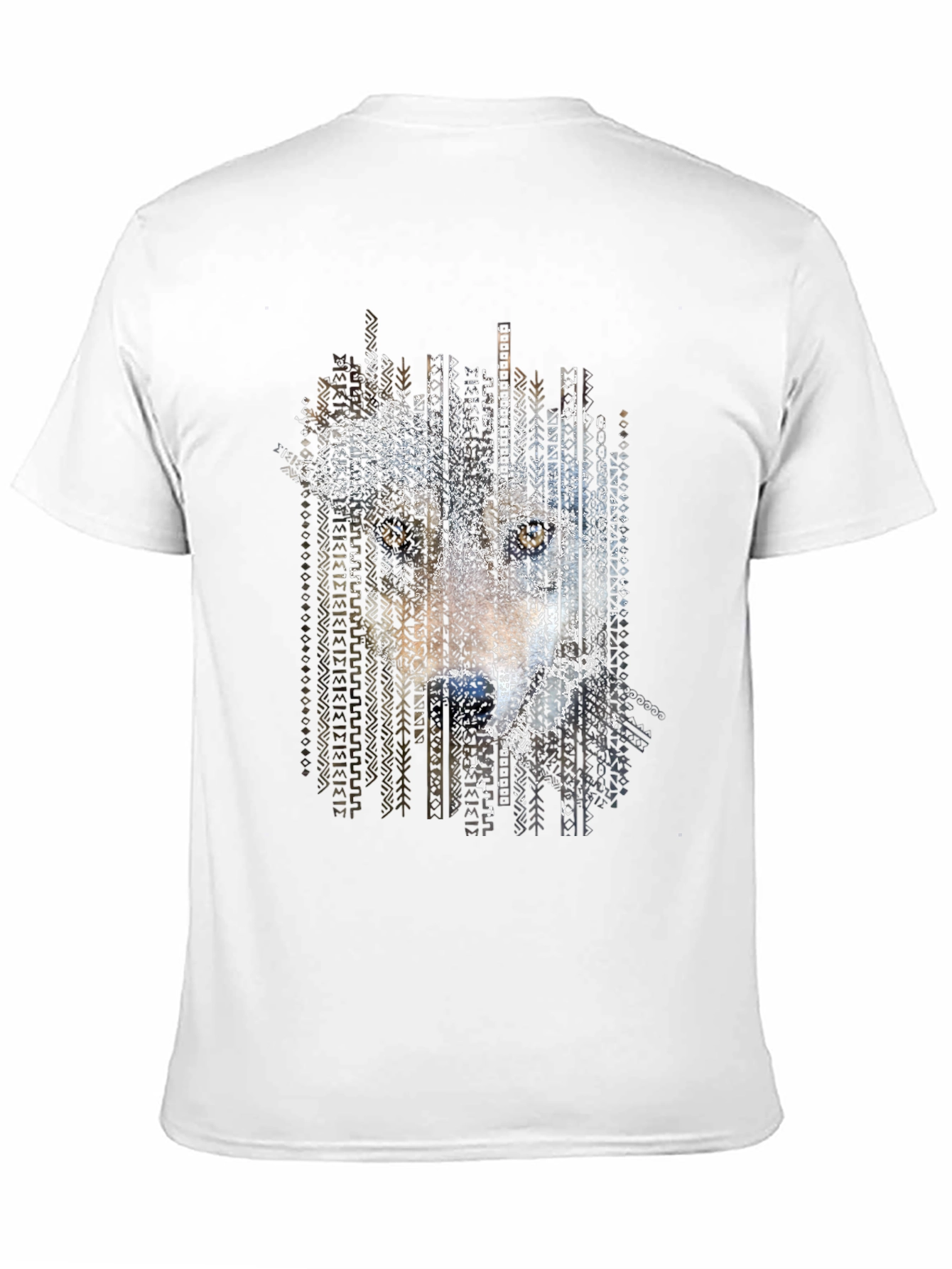 Abstract Wolf Print Mens Black T-Shirt