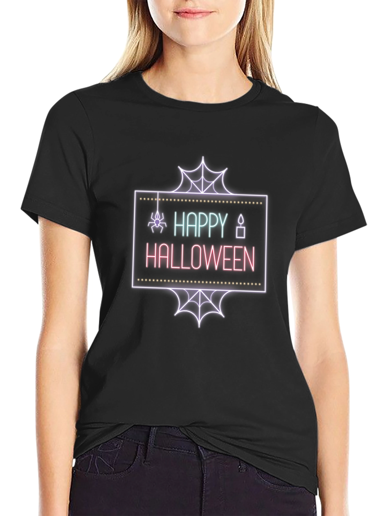 Happy Halloween Neon Graphic T-Shirt