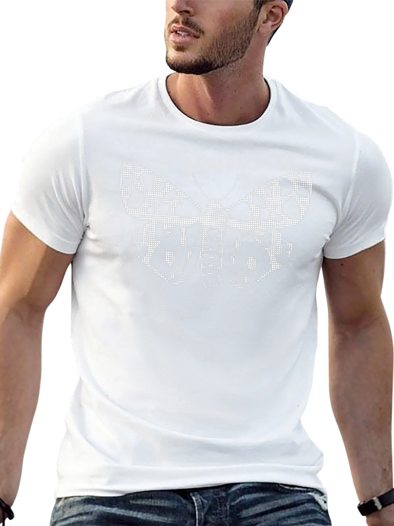 Spotted Butterfly Graphic Black T-Shirt