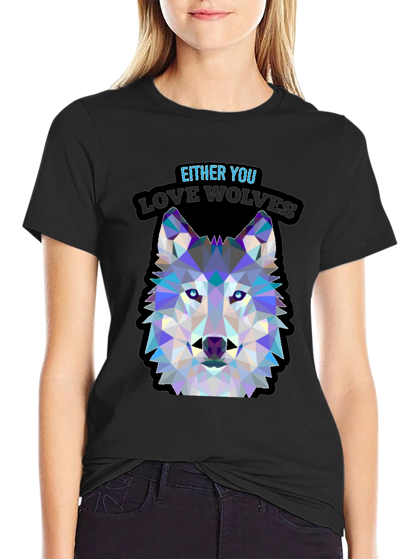 Geometric Wolf Head T-Shirt