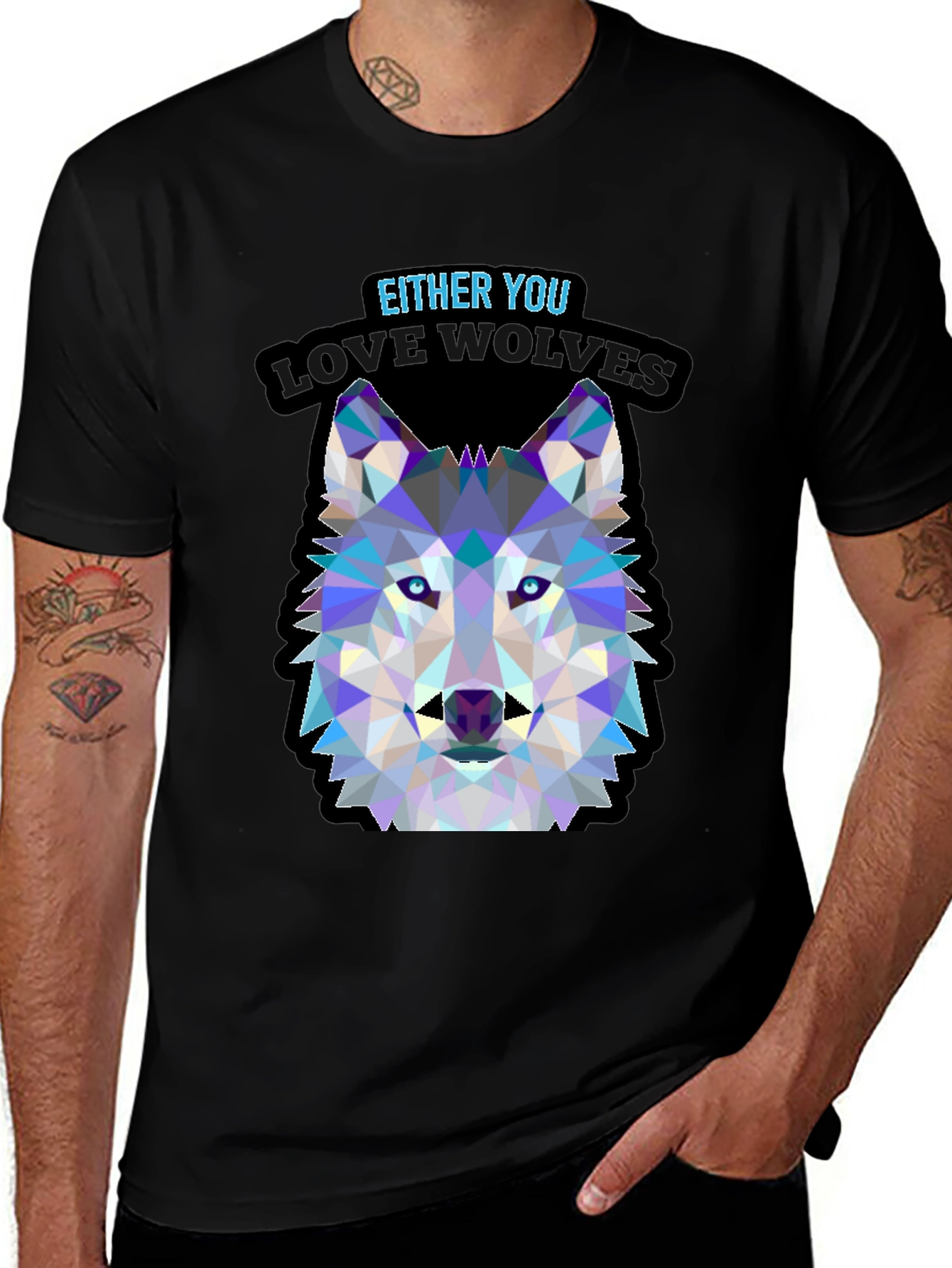 Geometric Wolf Head T-Shirt