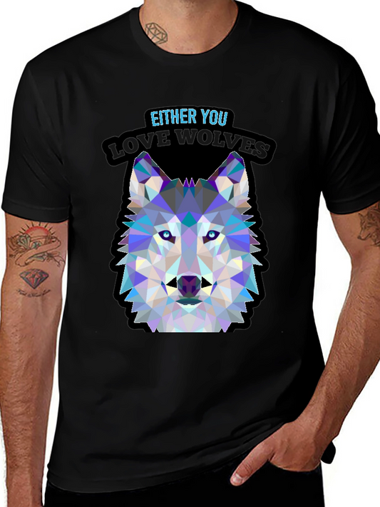 Geometric Wolf Head T-Shirt