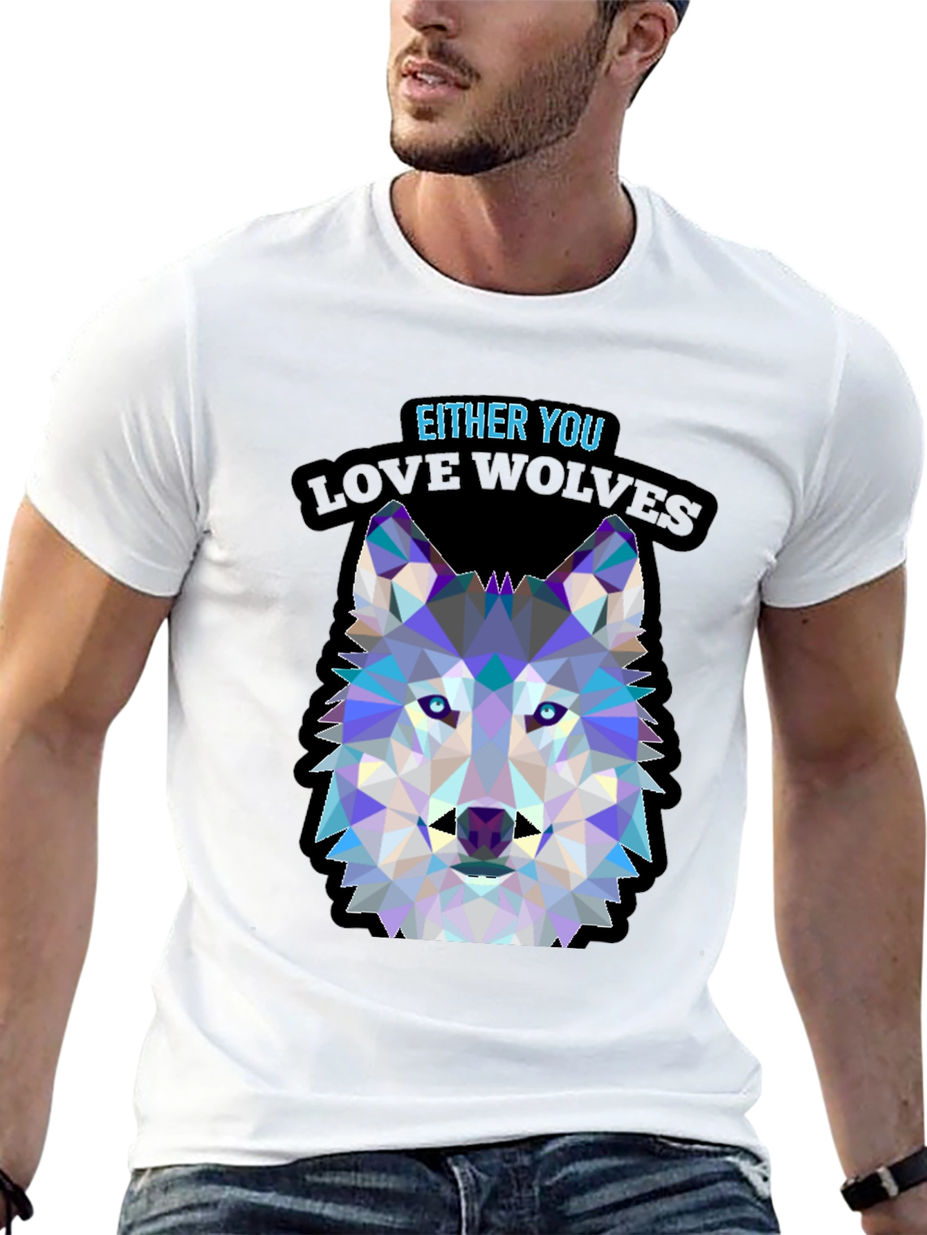 Geometric Wolf Head T-Shirt