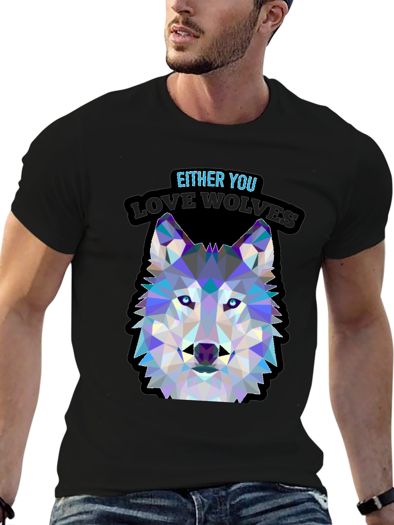 Geometric Wolf Head T-Shirt