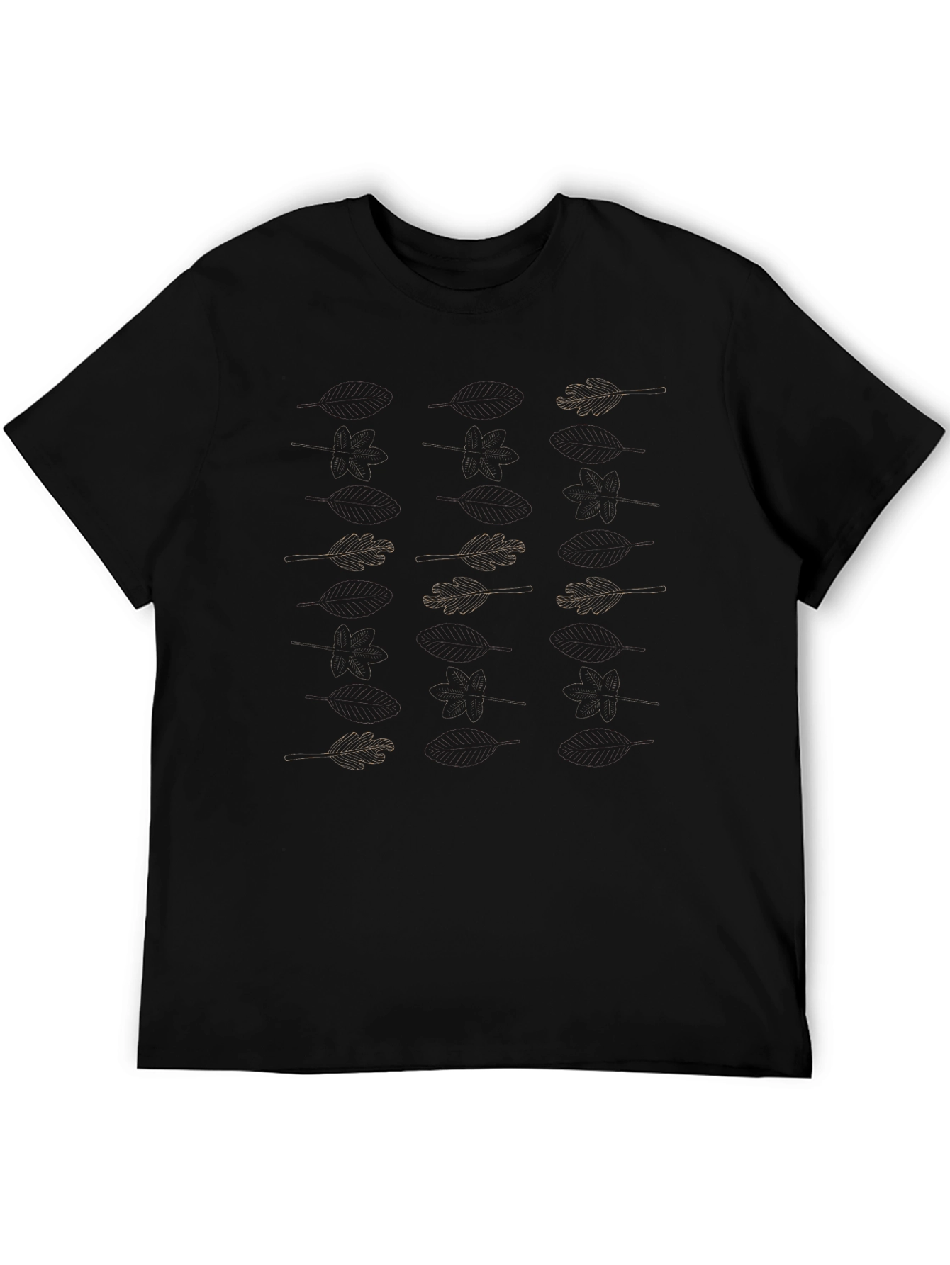Stylish Black Tee with Leaf Pattern