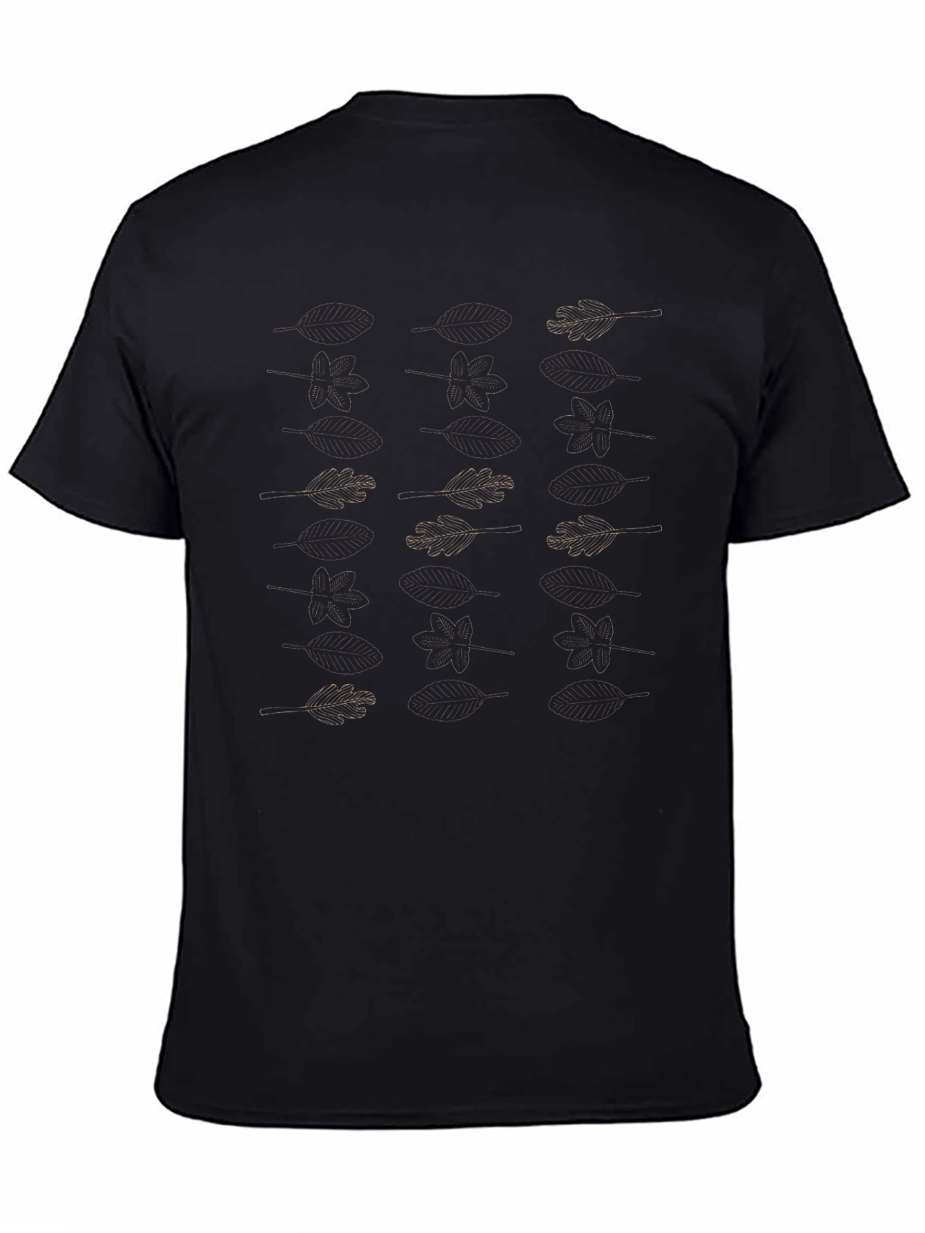 Stylish Black Tee with Leaf Pattern