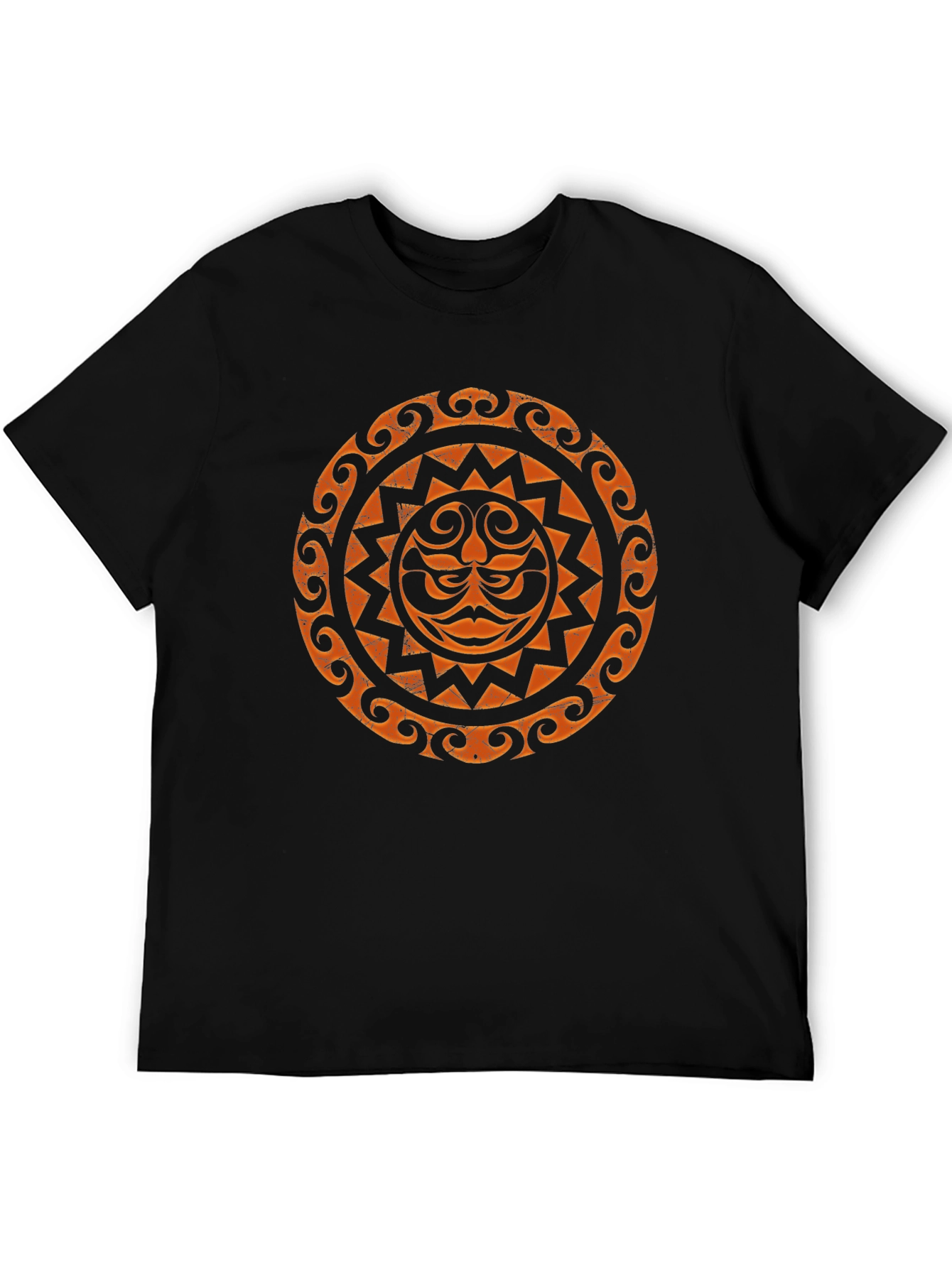 Tribal Sun Graphic Tee - Black Cotton
