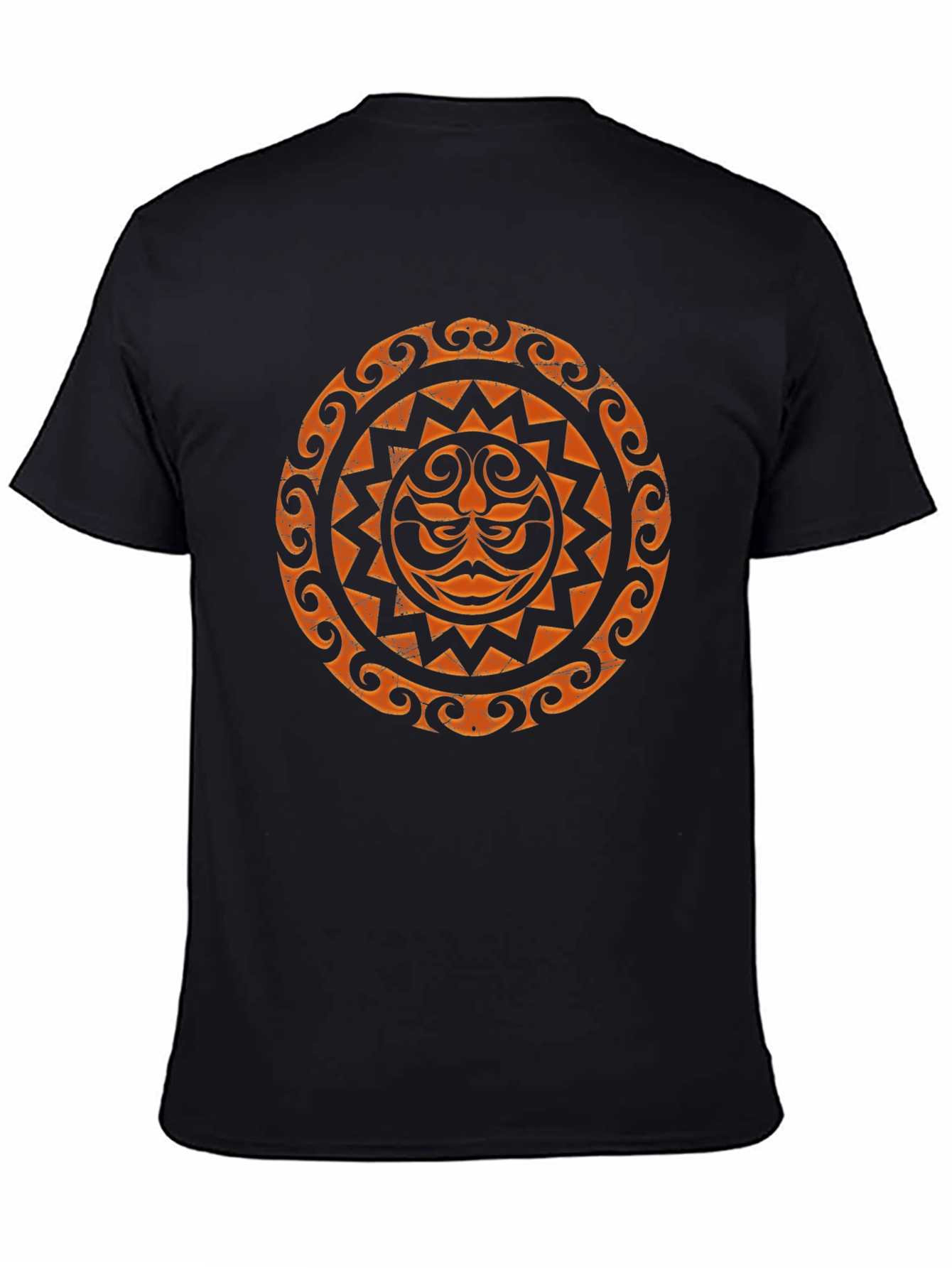 Tribal Sun Graphic Tee - Black Cotton