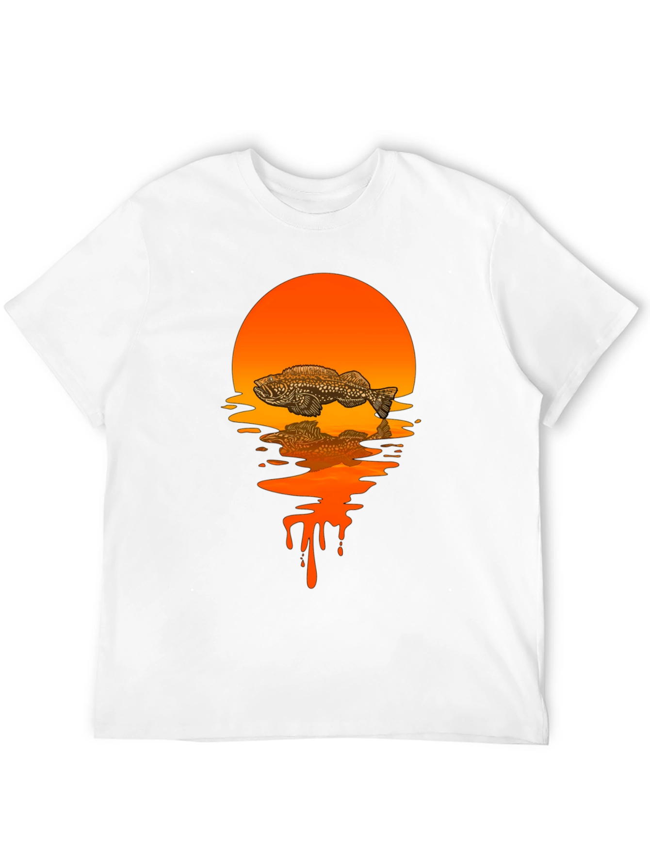 Fish Sunset Graphic Tee - Black Cotton Blend