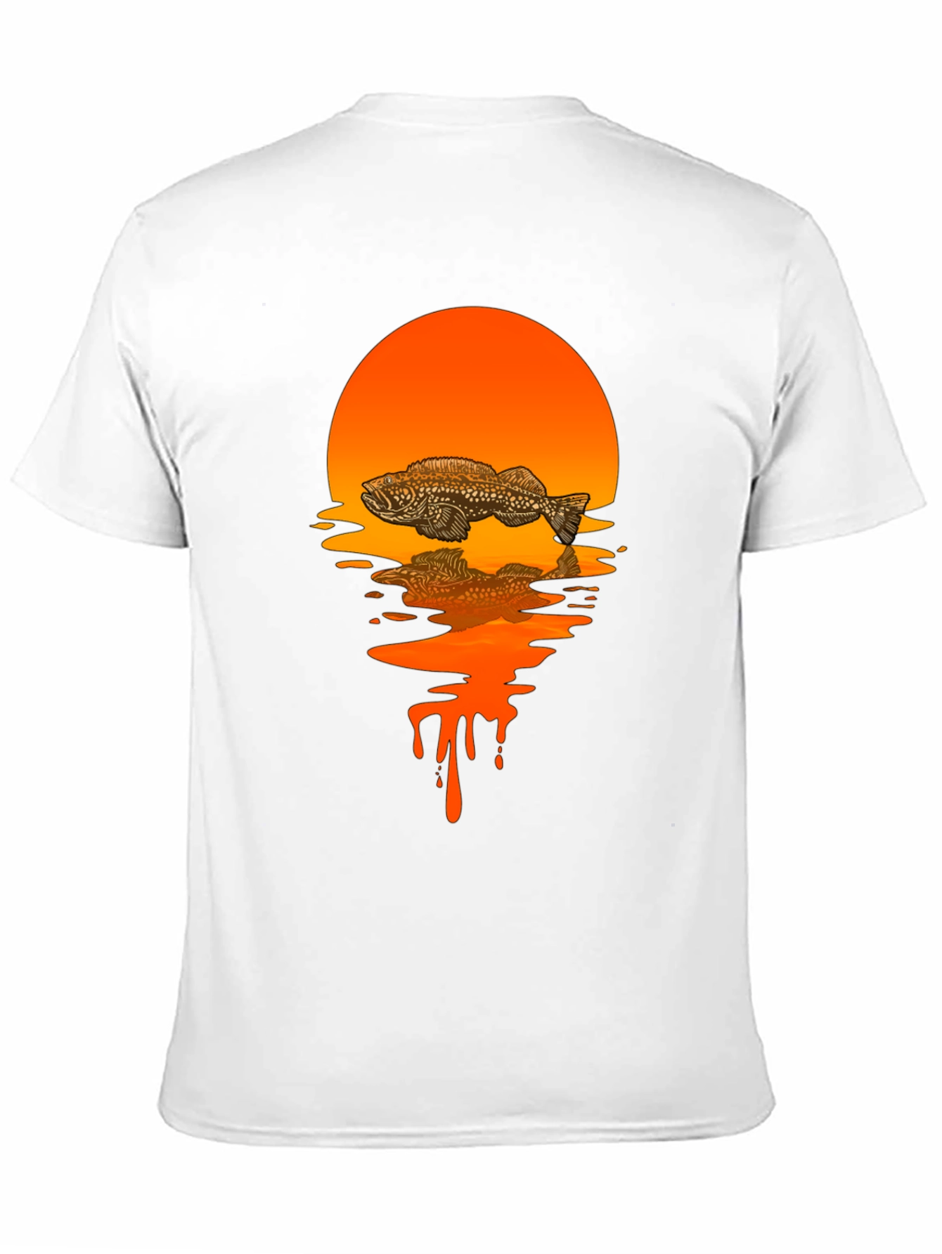 Fish Sunset Graphic Tee - Black Cotton Blend