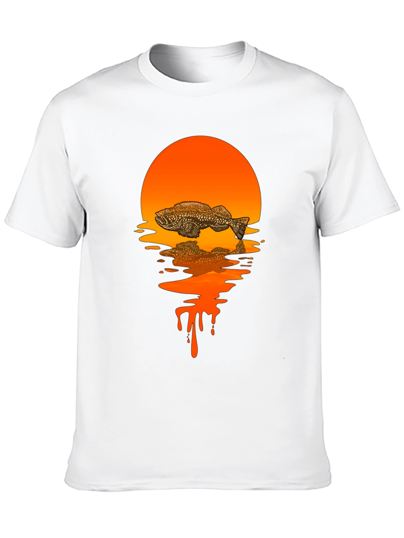 Fish Sunset Graphic Tee - Black Cotton Blend