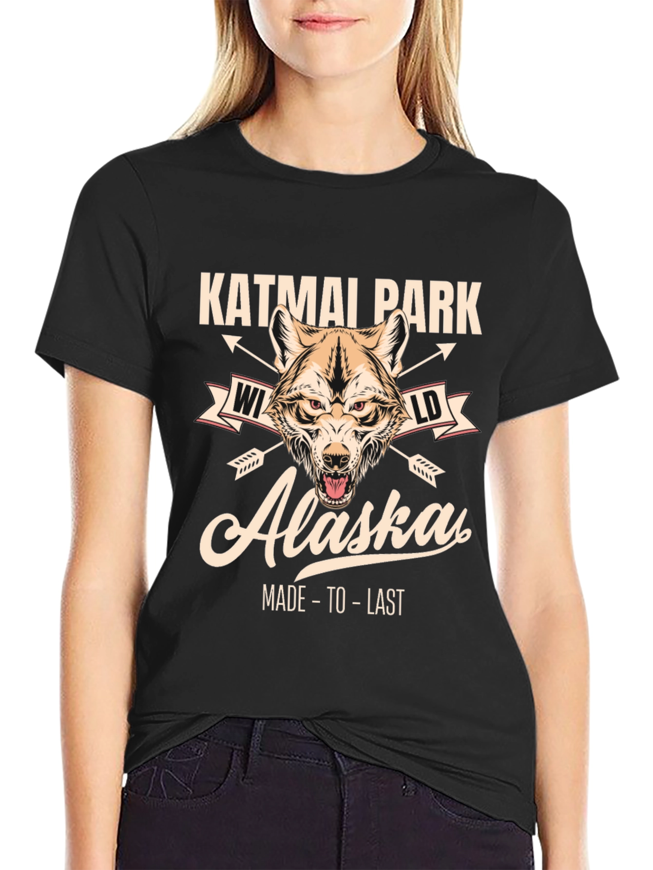 Katmai Park Alaska Wolf Graphic T-Shirt