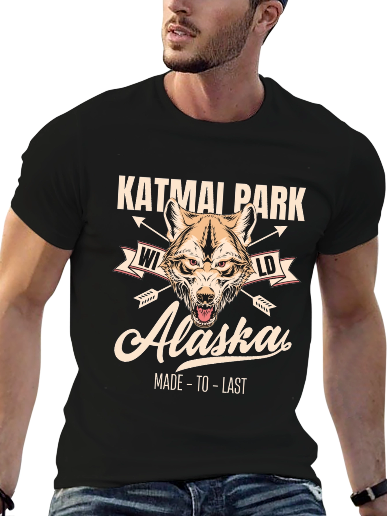 Katmai Park Alaska Wolf Graphic T-Shirt