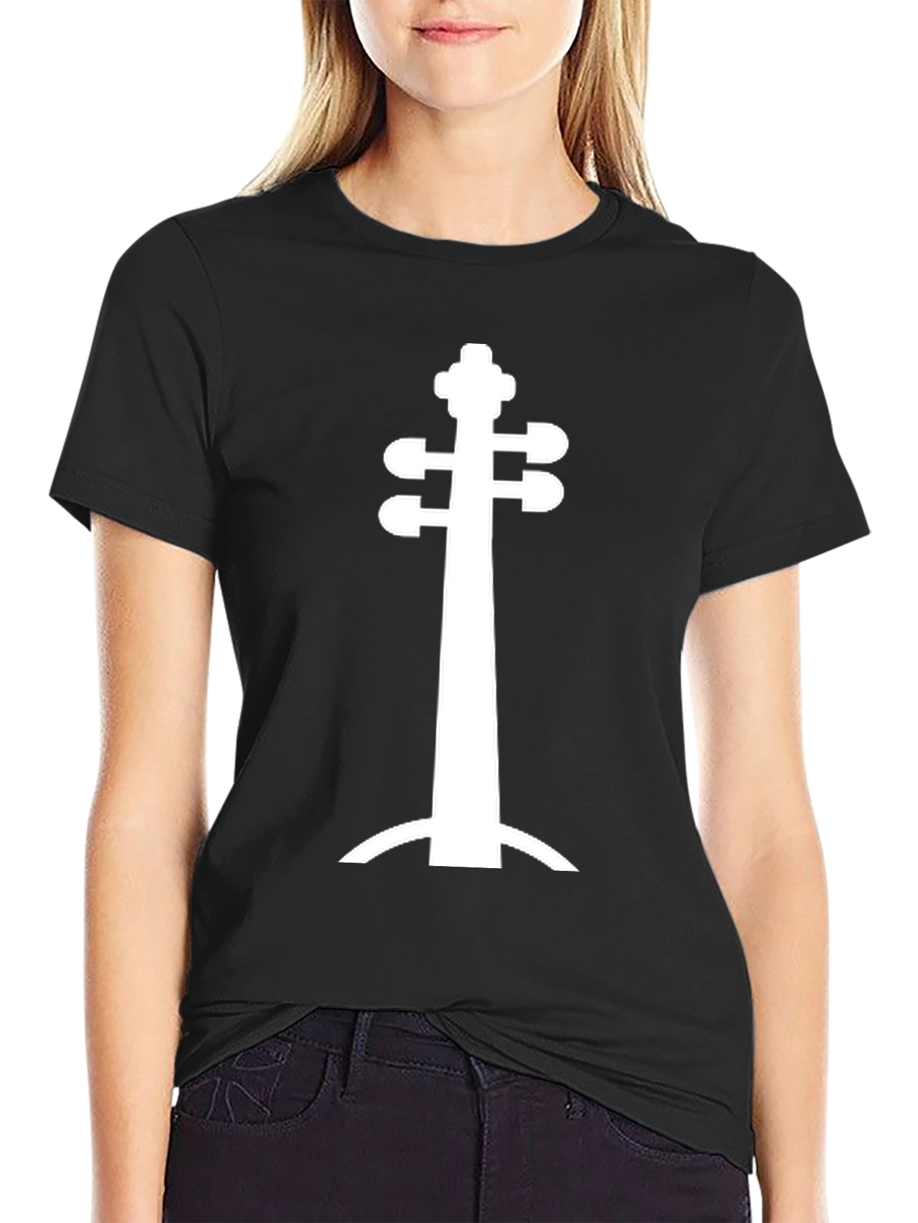 Unique String Instrument Silhouette Black T-Shirt