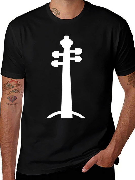 Unique String Instrument Silhouette Black T-Shirt