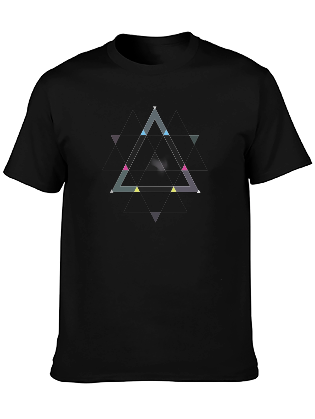 Geometric Triangle Graphic Black T-Shirt