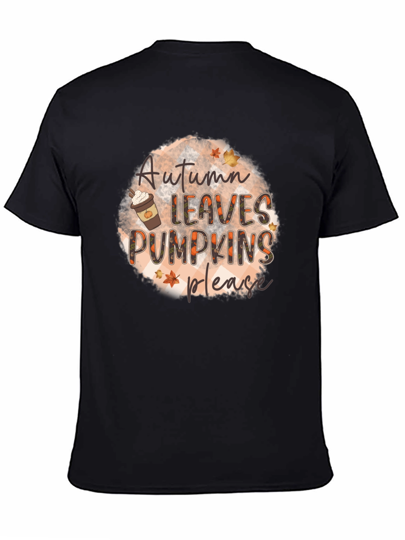 Autumn Leaves Pumpkins Please Black T-Shirt
