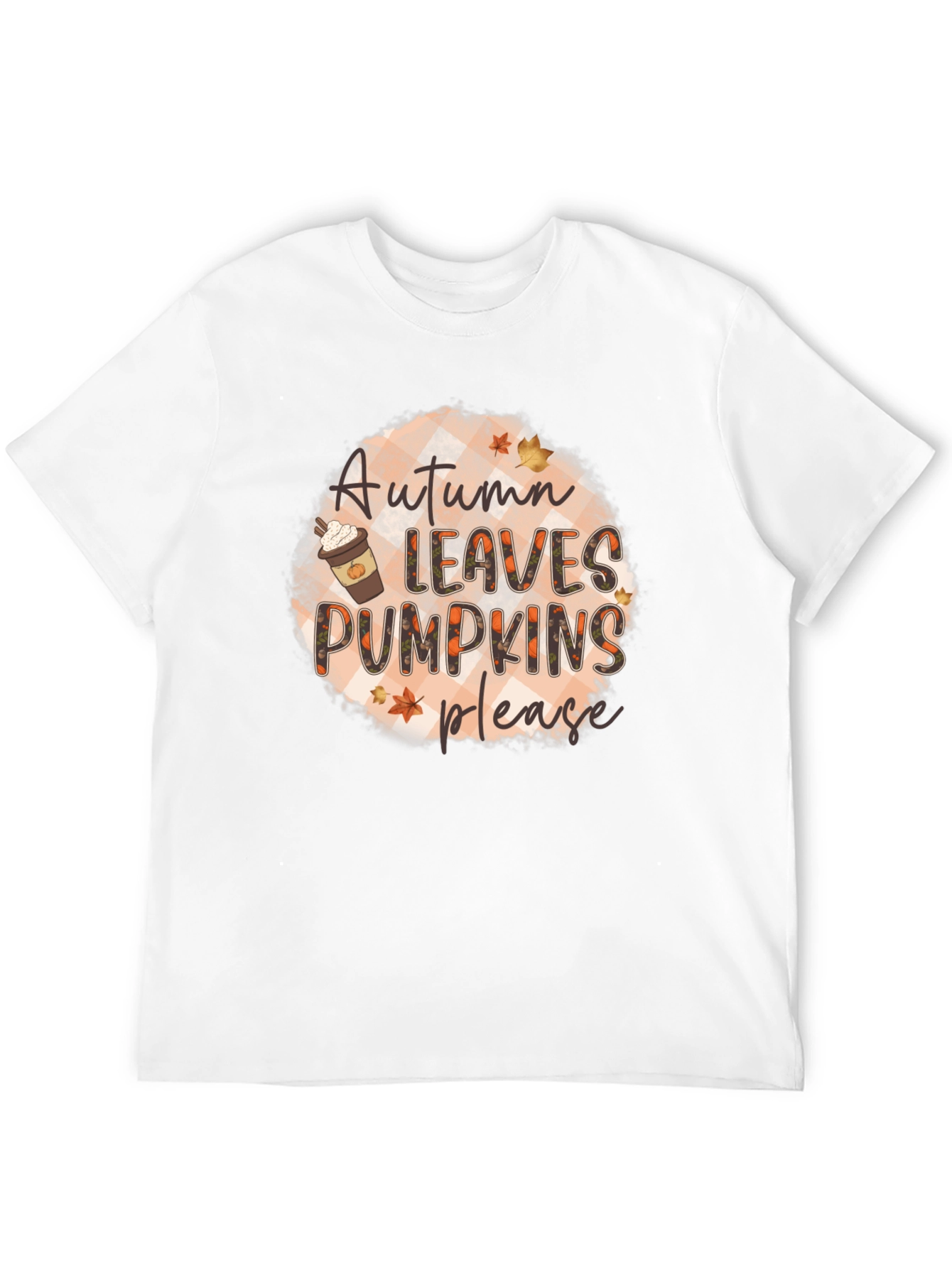 Autumn Leaves Pumpkins Please Black T-Shirt