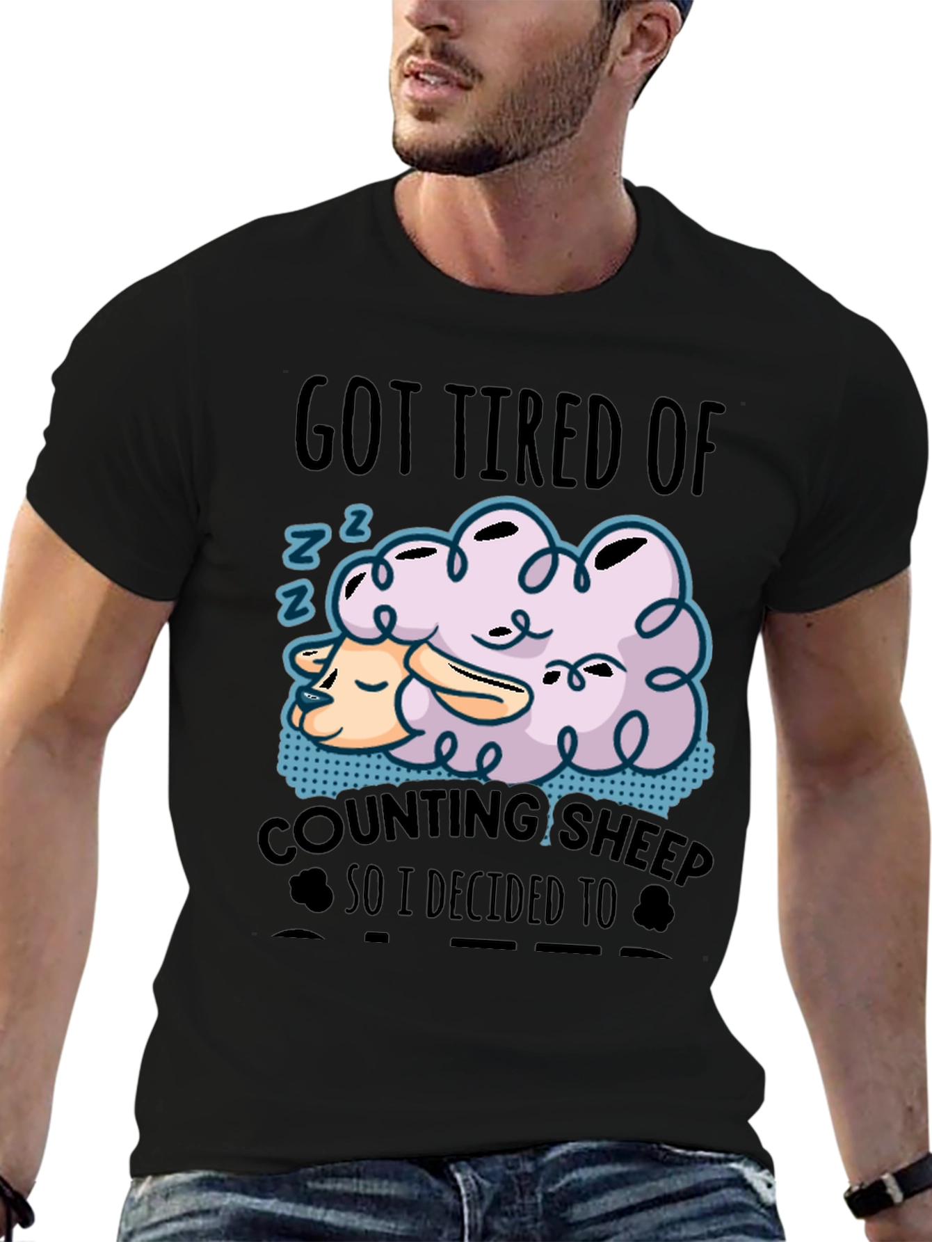 Funny Sleeping Sheep Graphic T-Shirt