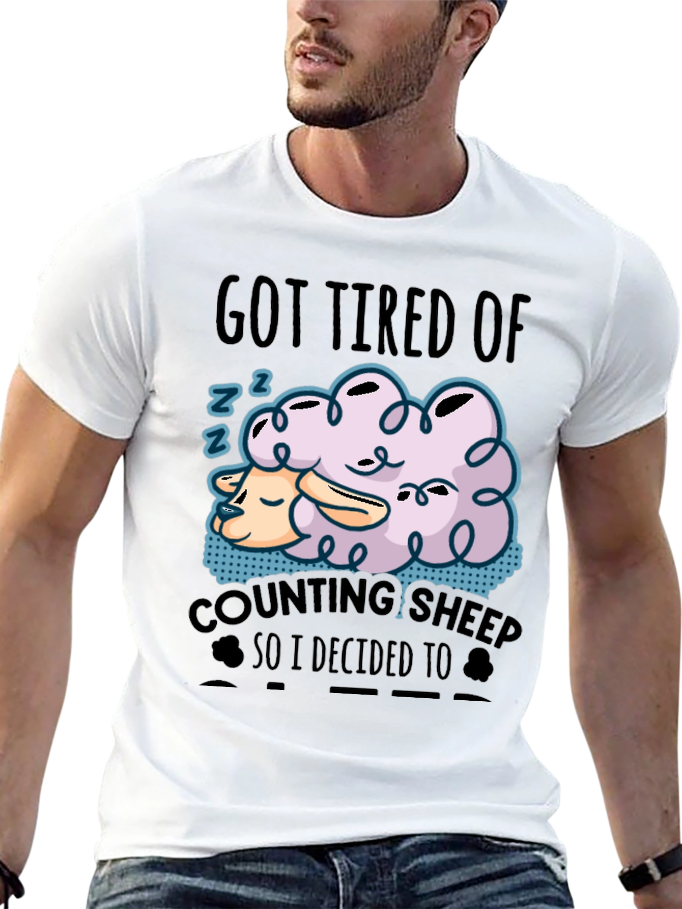 Funny Sleeping Sheep Graphic T-Shirt