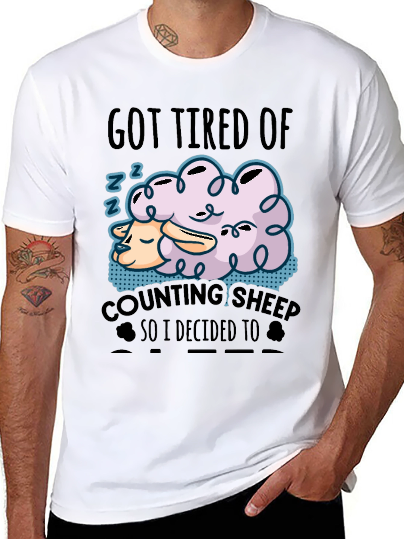 Funny Sleeping Sheep Graphic T-Shirt