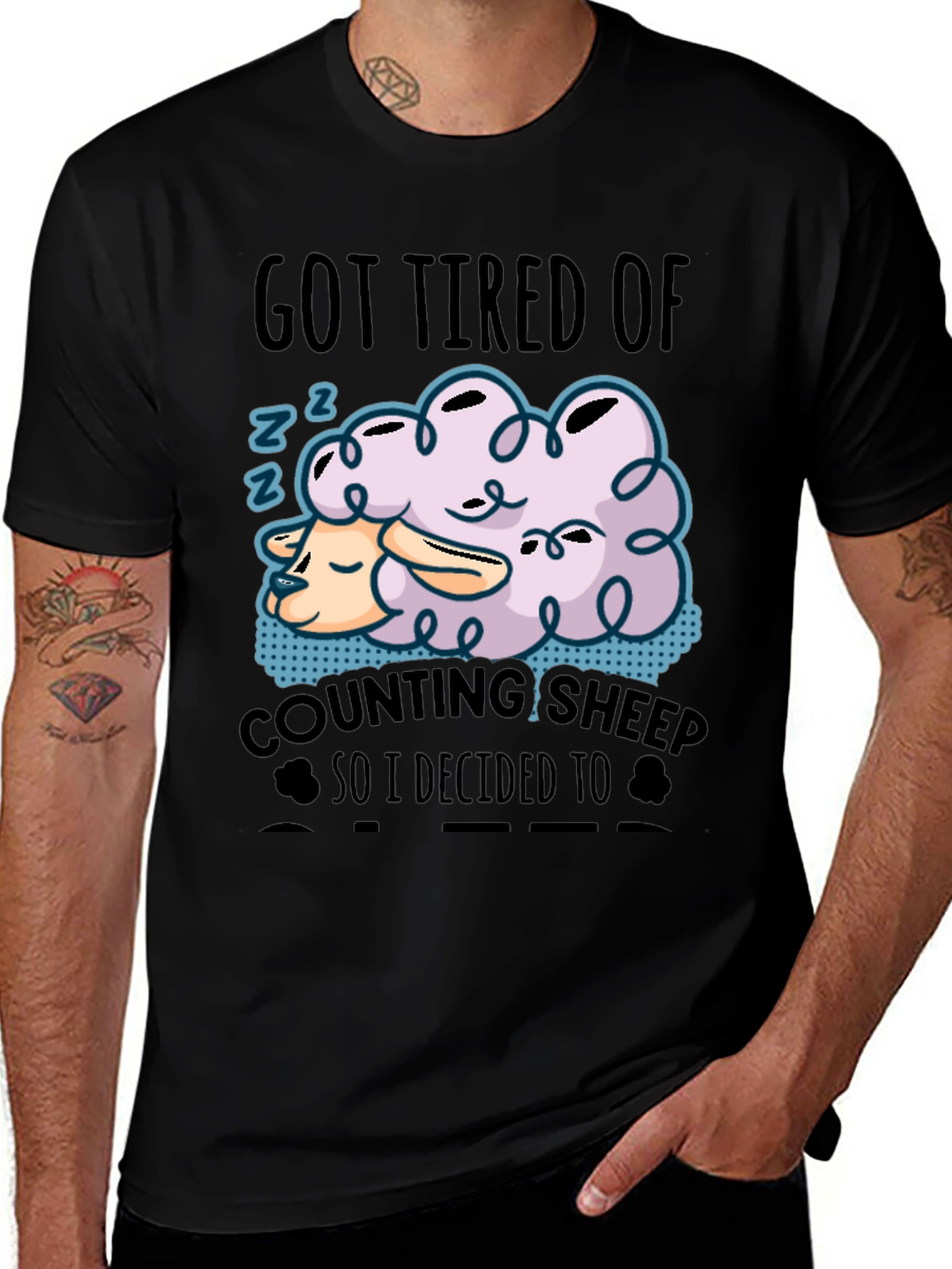 Funny Sleeping Sheep Graphic T-Shirt