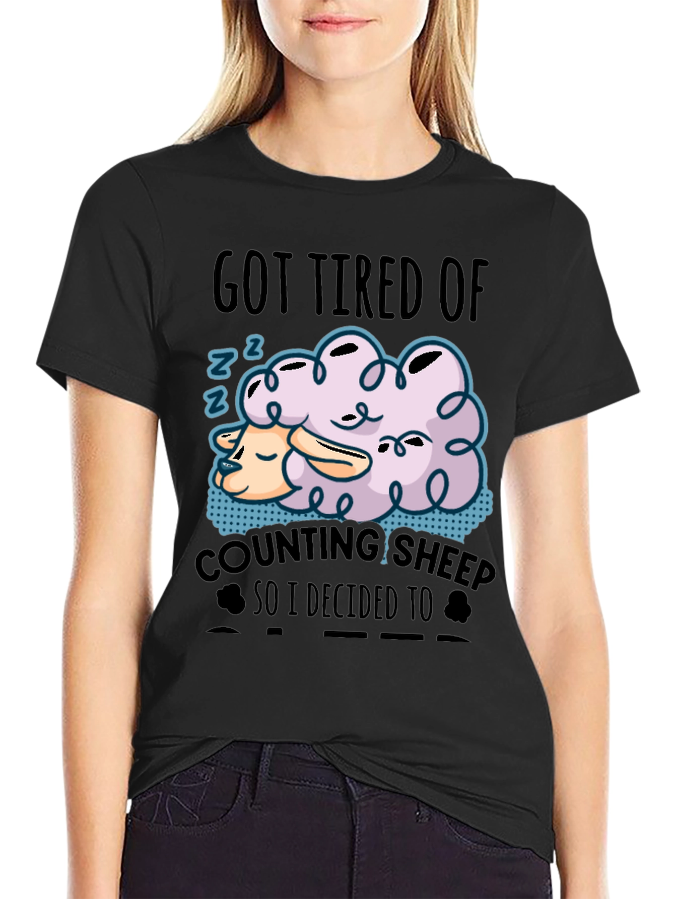 Funny Sleeping Sheep Graphic T-Shirt