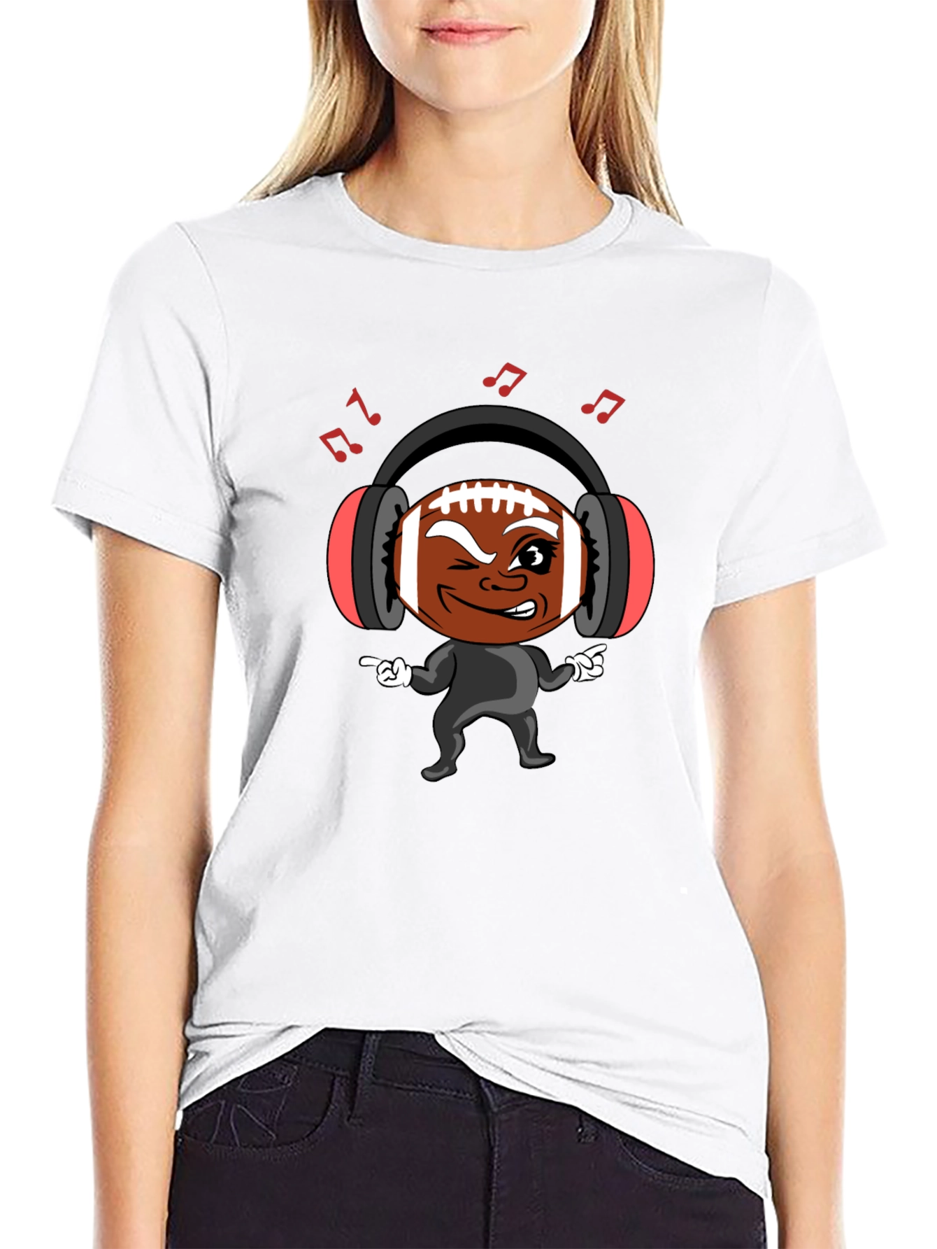 Cool Football Character Black T-Shirt
