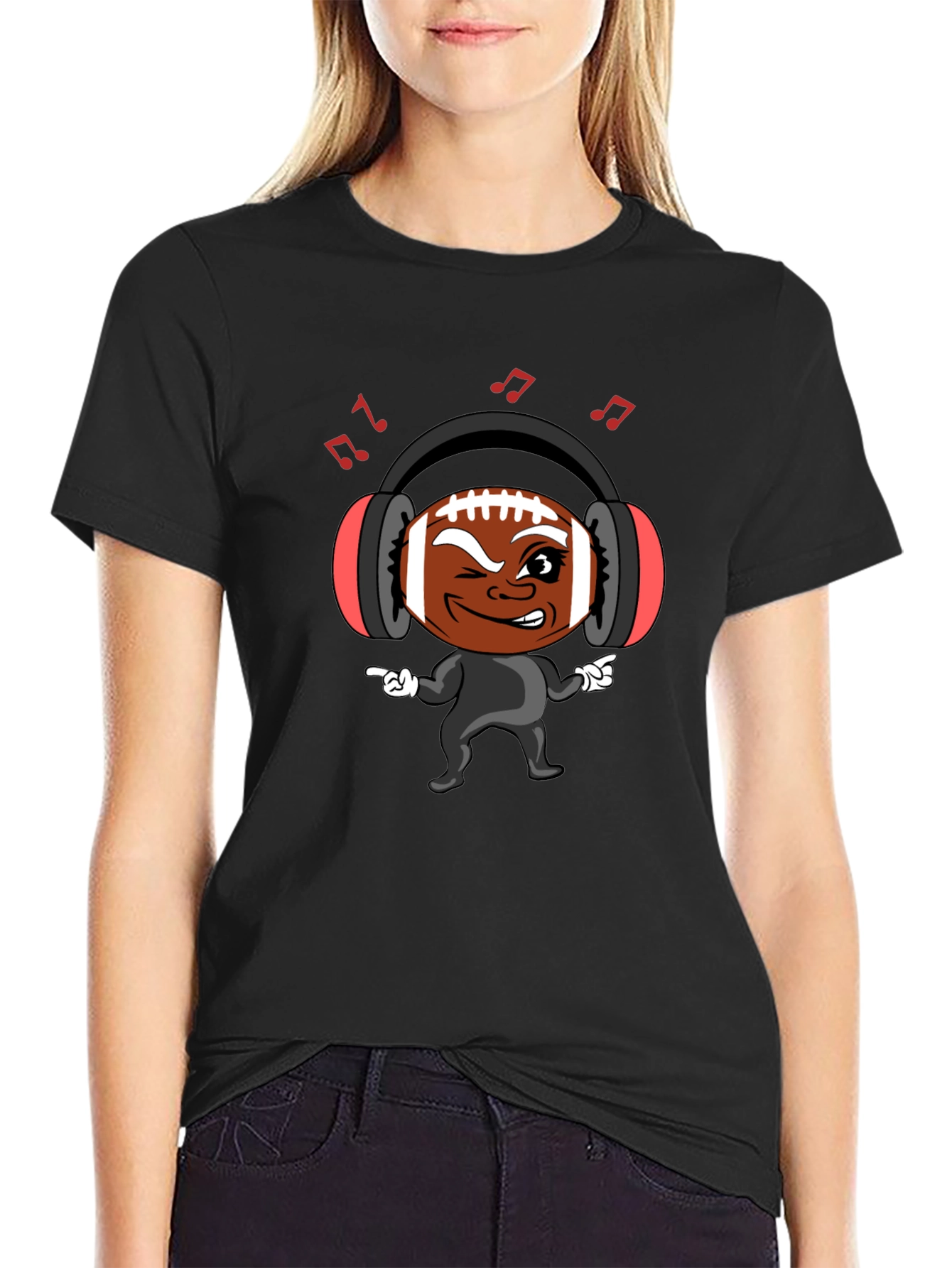 Cool Football Character Black T-Shirt